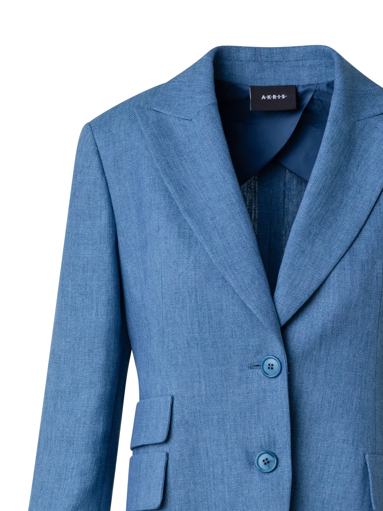 Long Linen Gabardine Jacket with Peak Lapel - Image 2