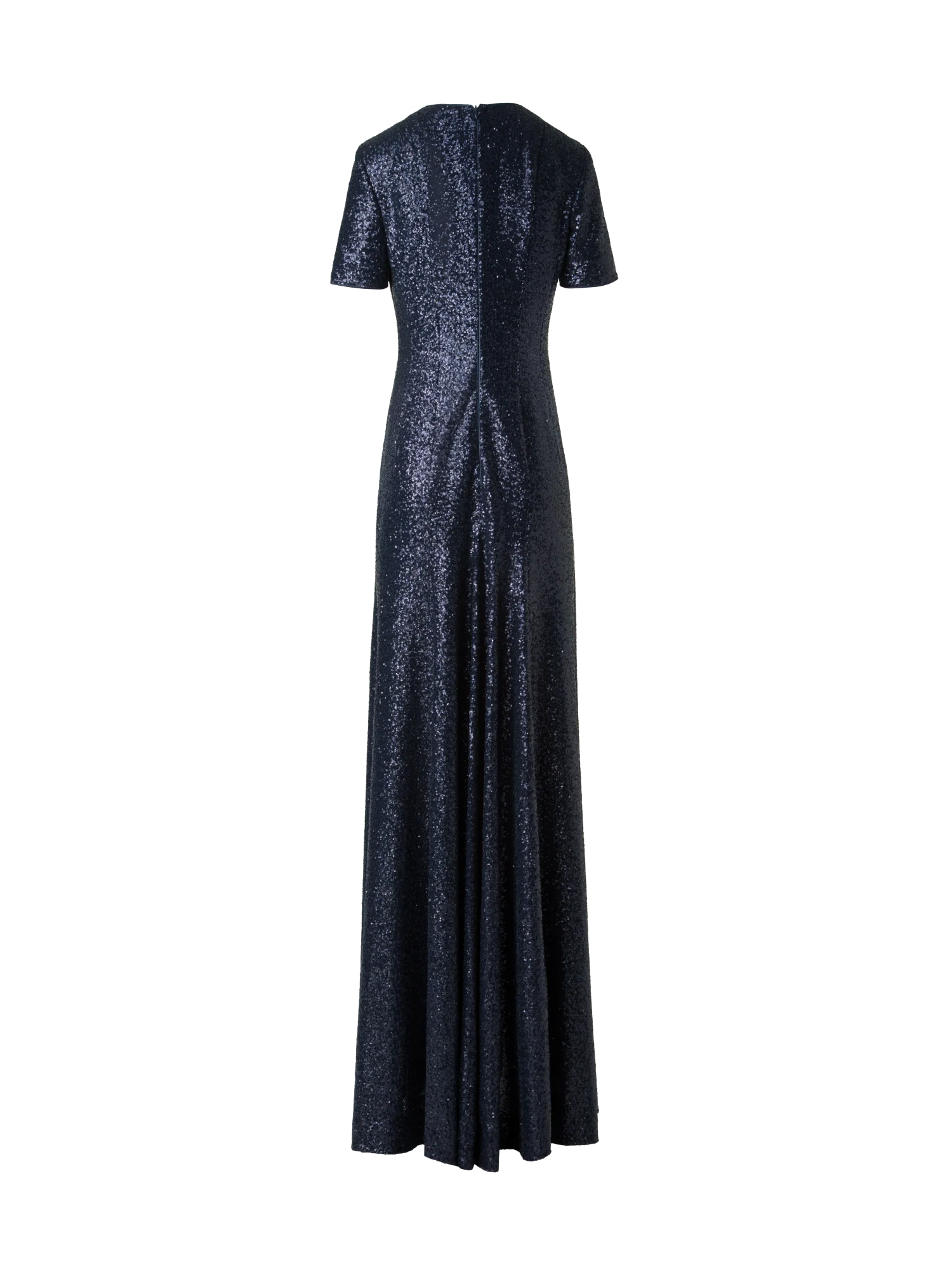 Long Sequined Evening Gown with Short Sleeves - Image 4