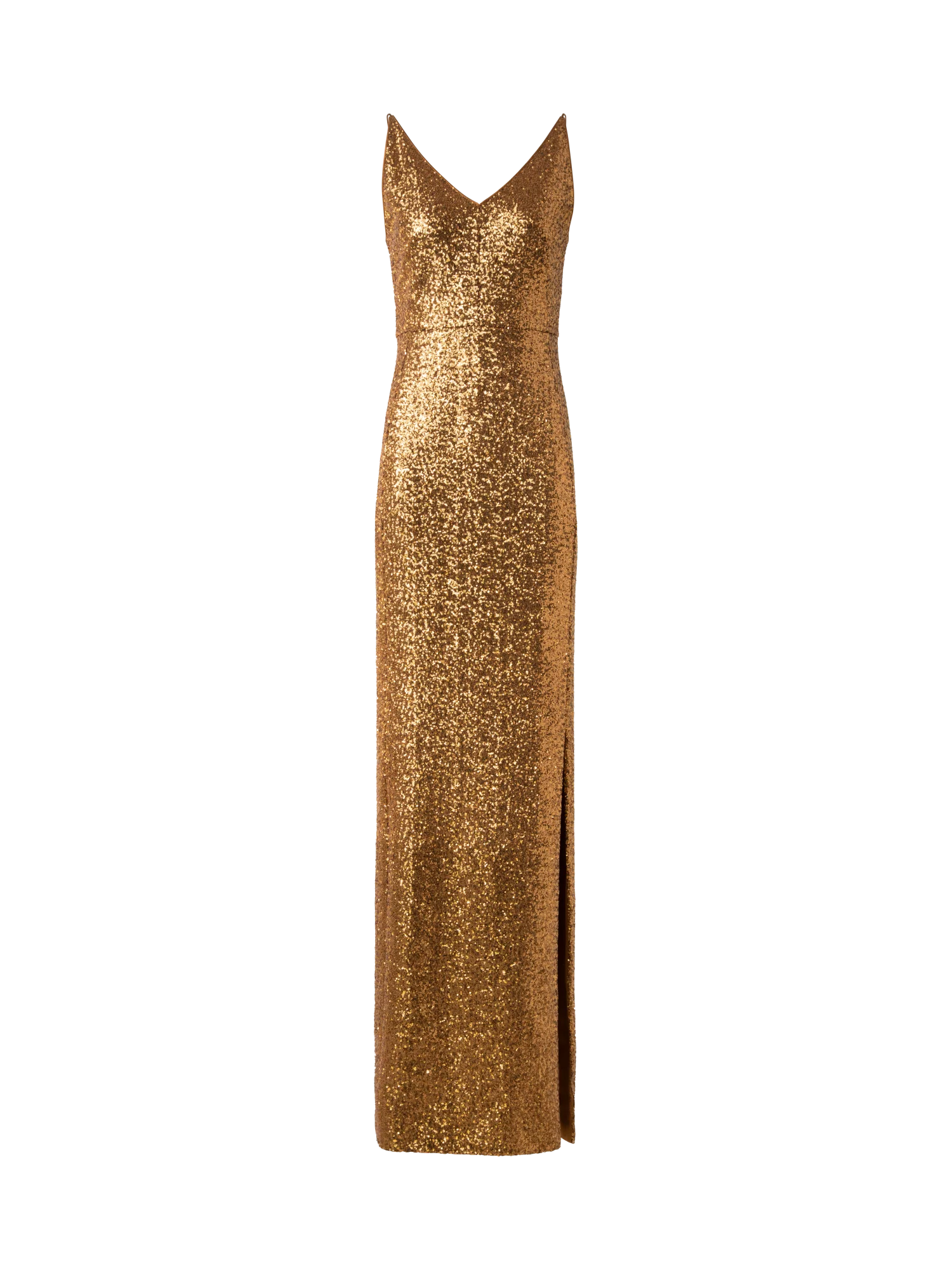 Long Sequined Evening Gown with V-Neck