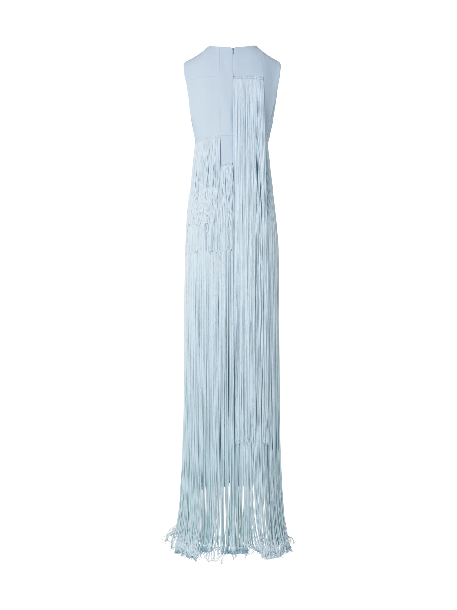 Long Silk Gown with Asymmetrical Fringes - Image 4