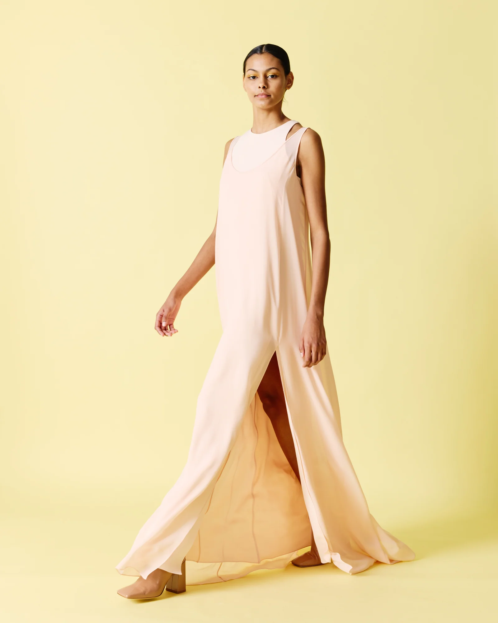 Long Silk Gown with Silk Georgette Overlayer - Image 2
