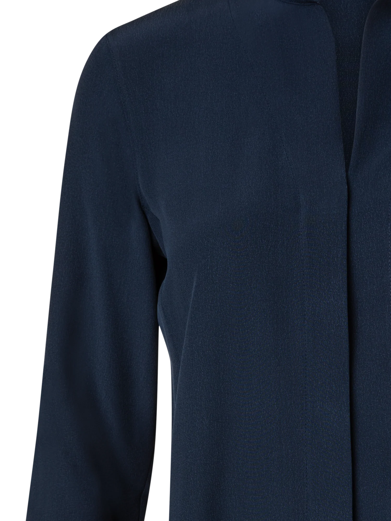 Long Sleeve Silk Blouse with Stand-up Collar - Image 3