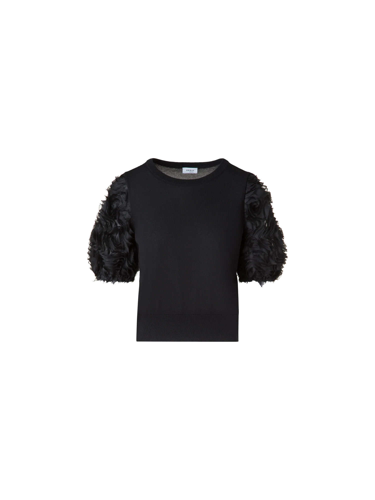 Merino Knit Shirt with 3D Carnation Embroidery