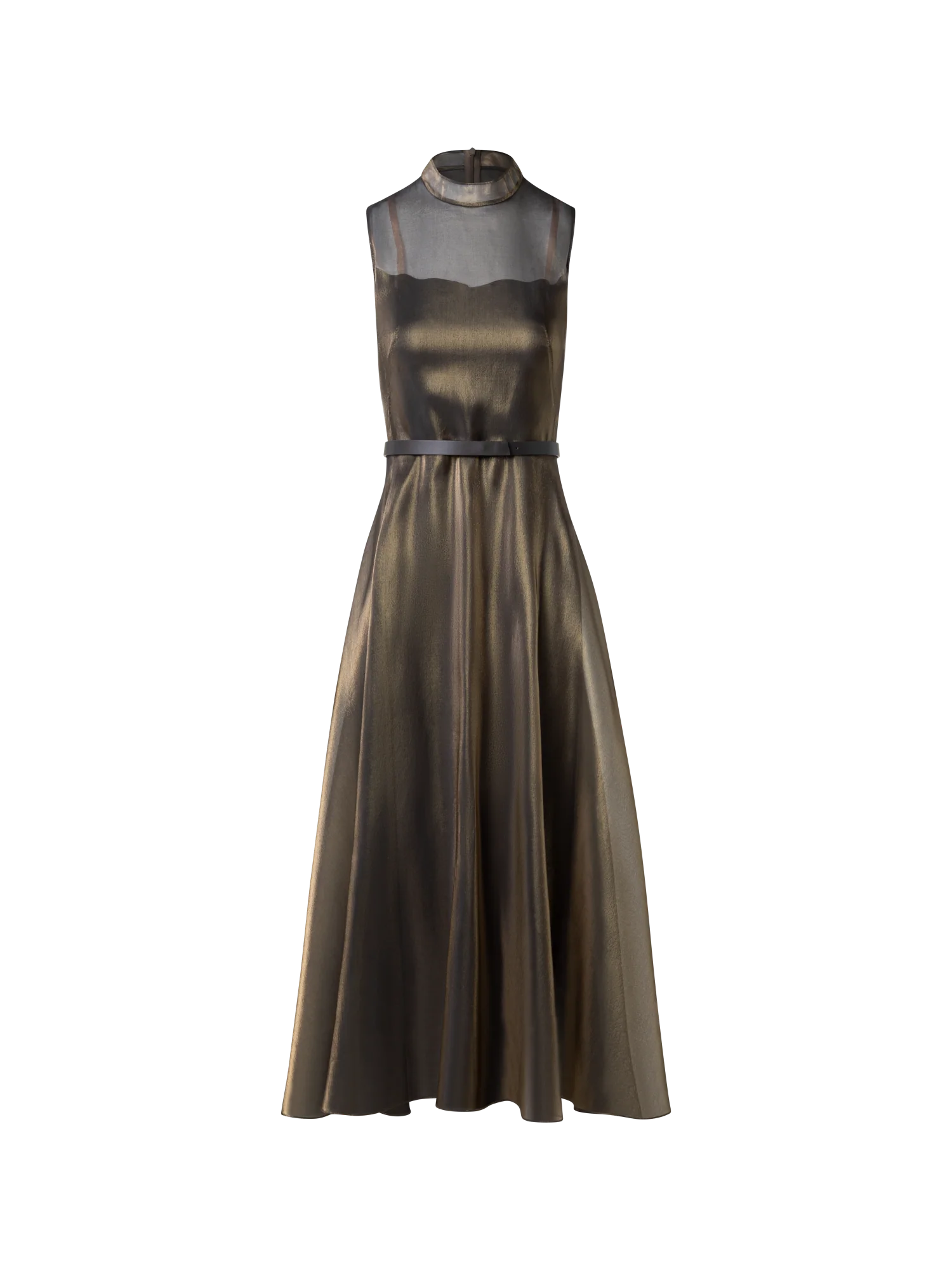 Sheer Shimmer Silk Blend Organza Midi Dress