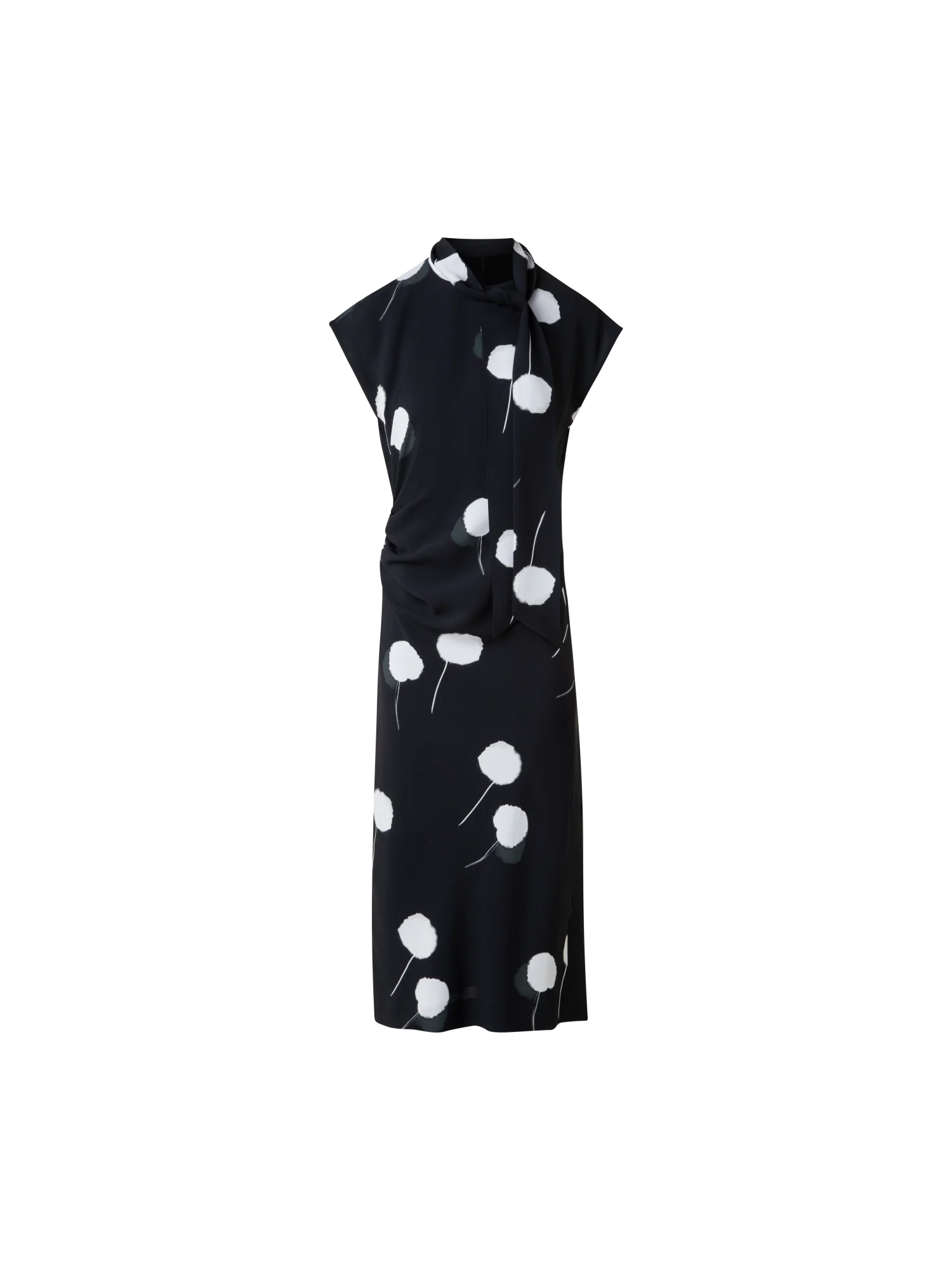 Dandelion Print Midi Dress with Removable Bow