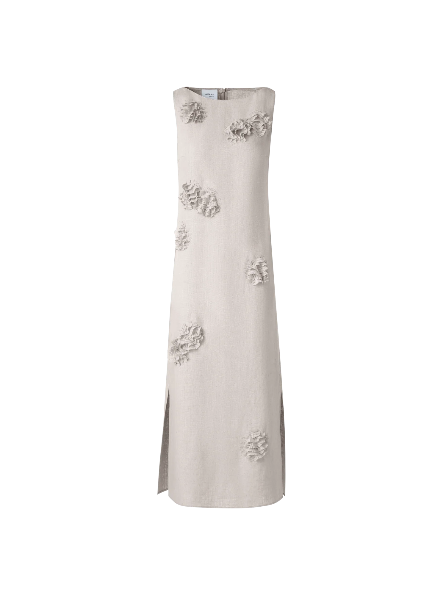 Midi Linen Dress with 3D Carnation Detail
