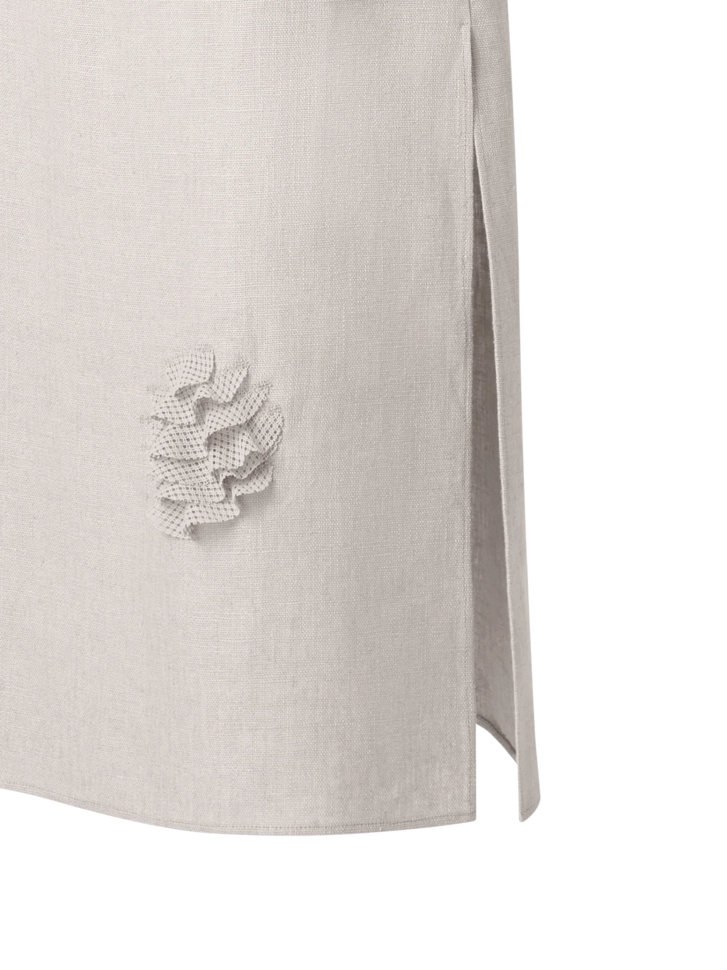 Midi Linen Dress with 3D Carnation Detail - Image 2