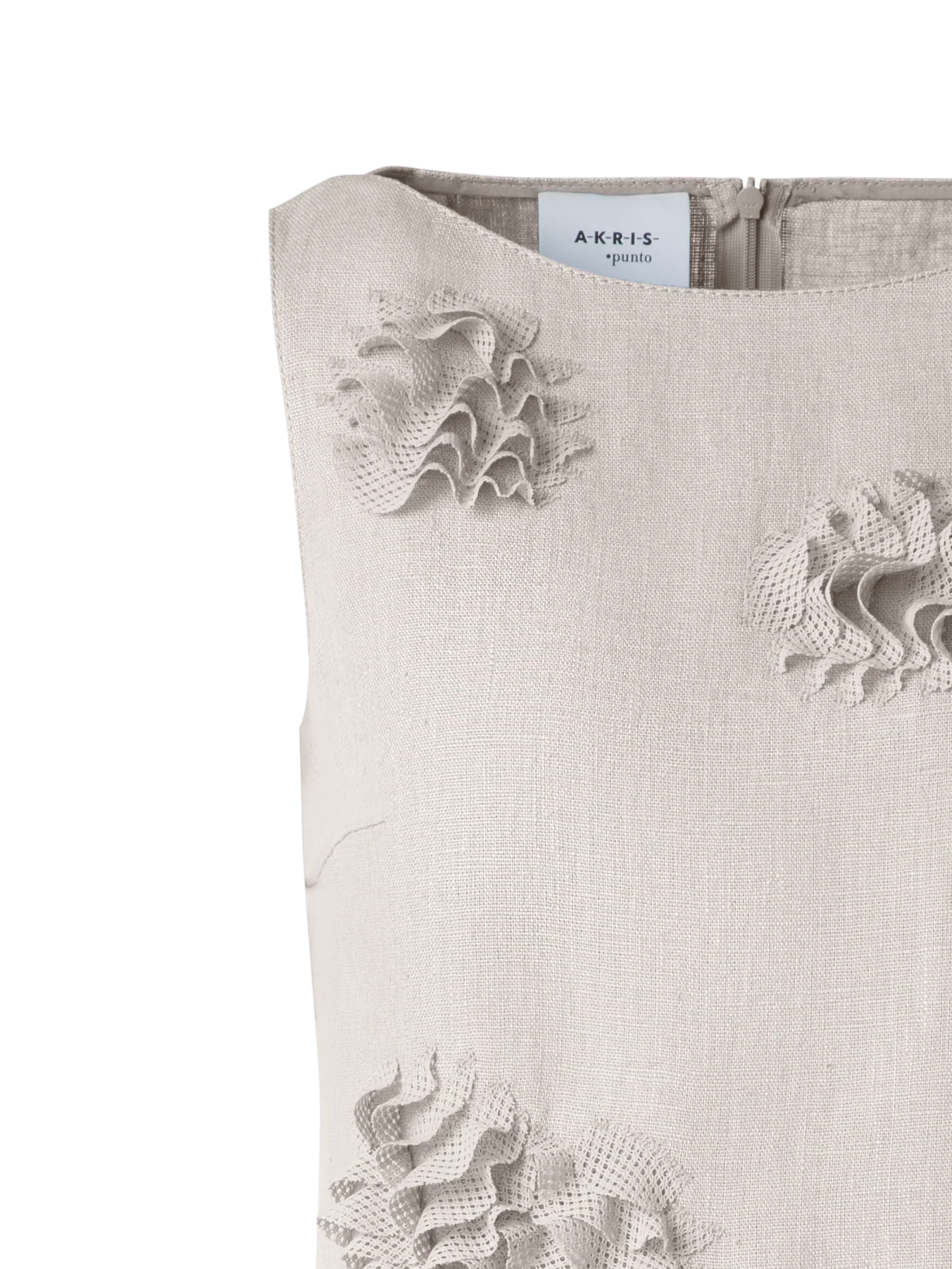 Midi Linen Dress with 3D Carnation Detail - Image 4