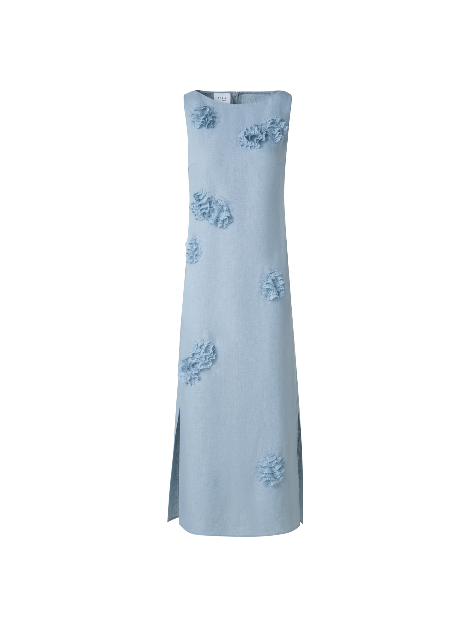 Midi Linen Dress with 3D Carnation Detail
