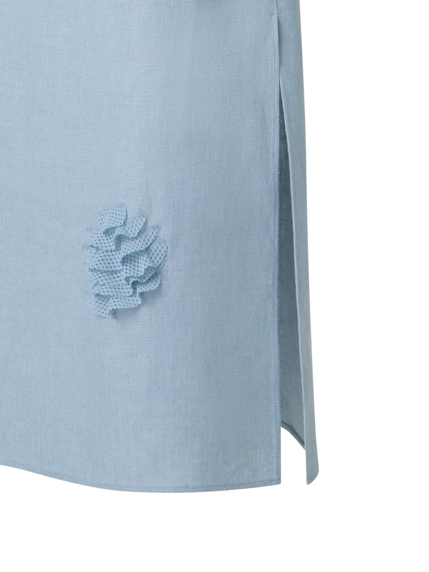 Midi Linen Dress with 3D Carnation Detail - Image 3