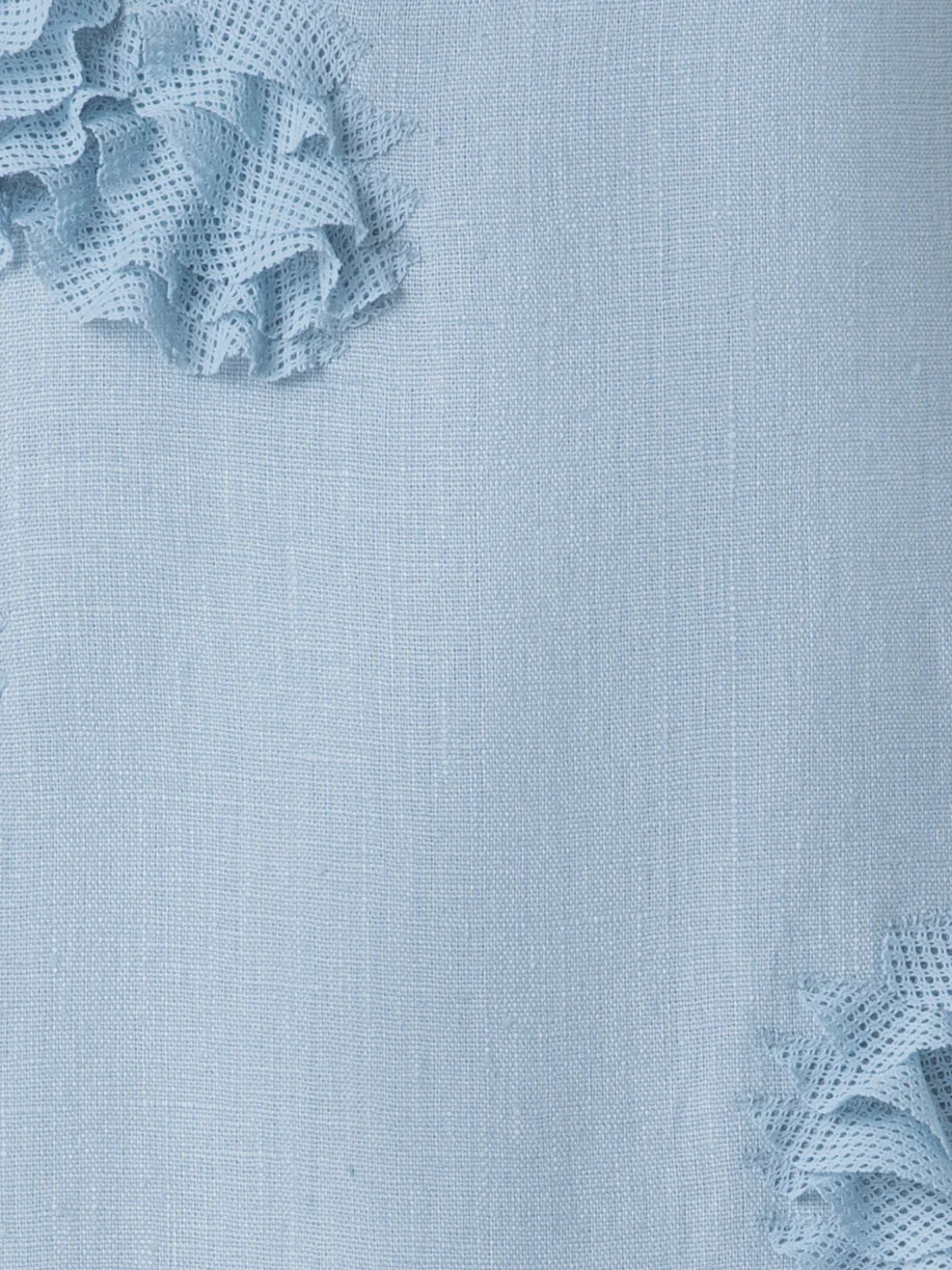 Midi Linen Dress with 3D Carnation Detail - Image 6