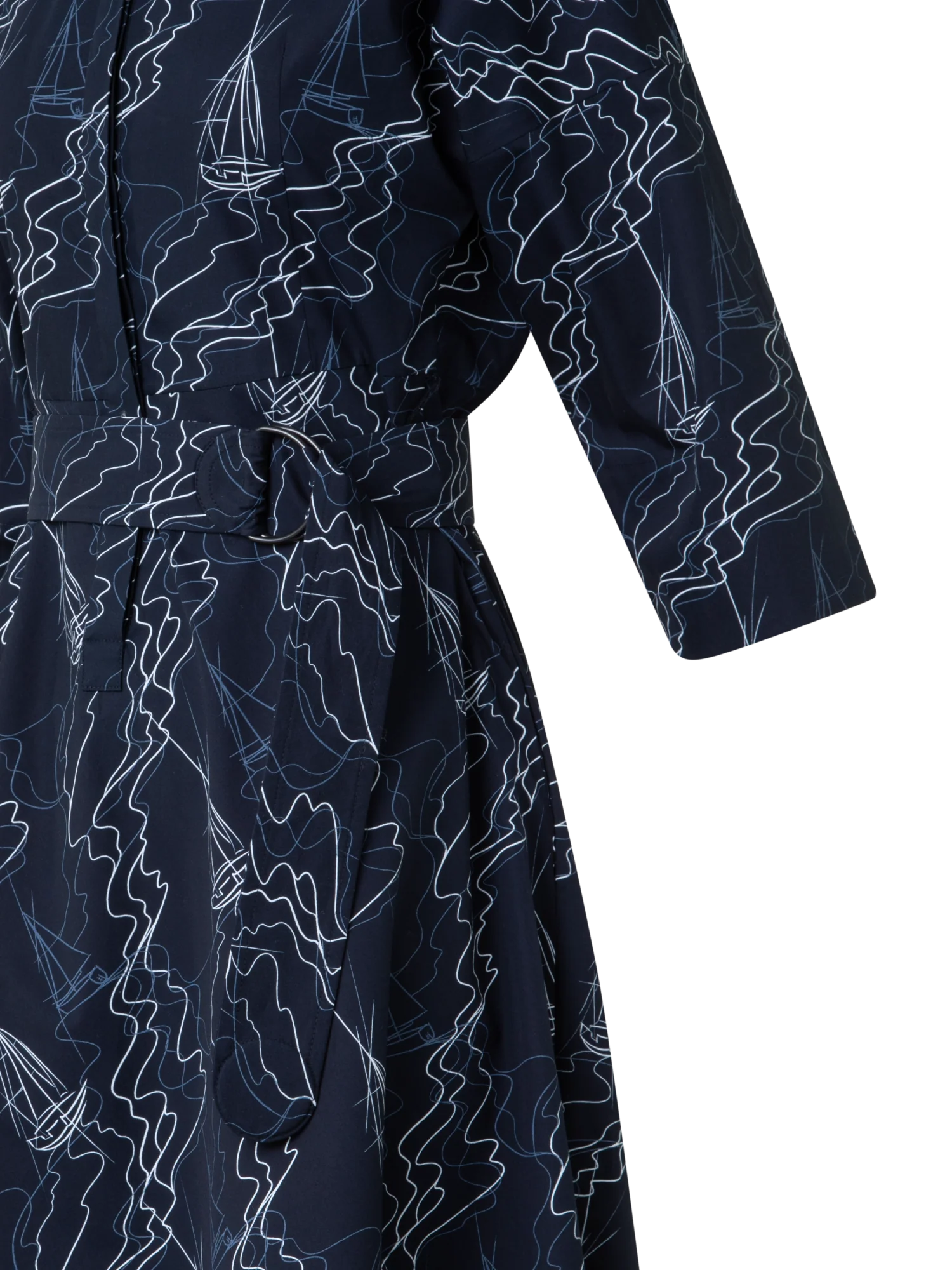 Midi Shirt Dress in Cotton with Sailboat Print - Image 2