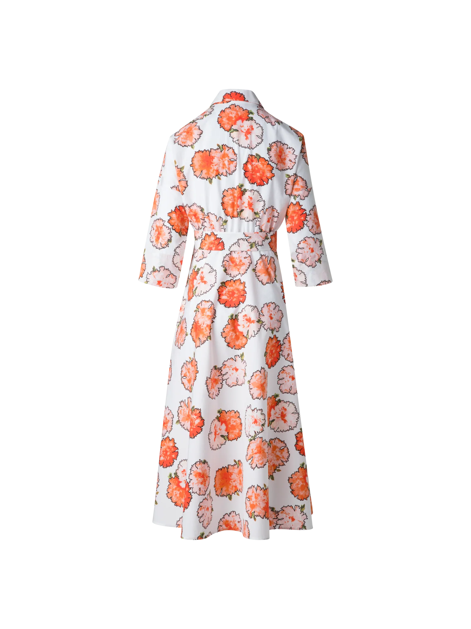 Midi Shirt Dress with Floral Carnation Print - Image 3