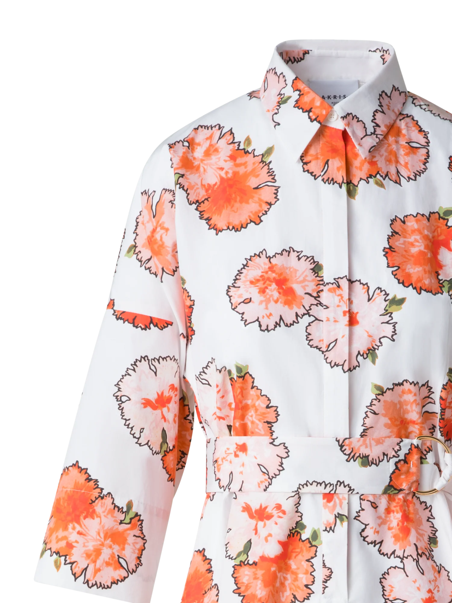 Midi Shirt Dress with Floral Carnation Print - Image 4