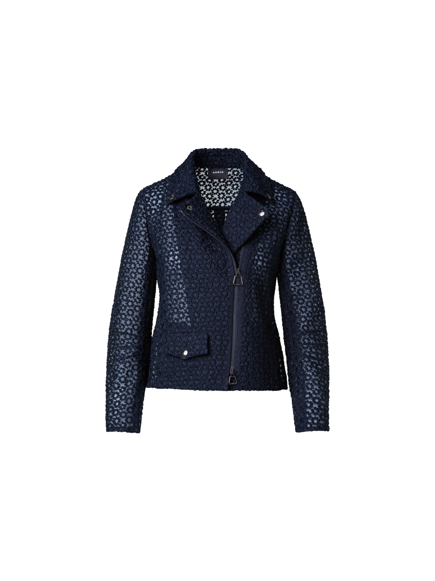 Biker Jacket with St. Gallen Flower Embroidery