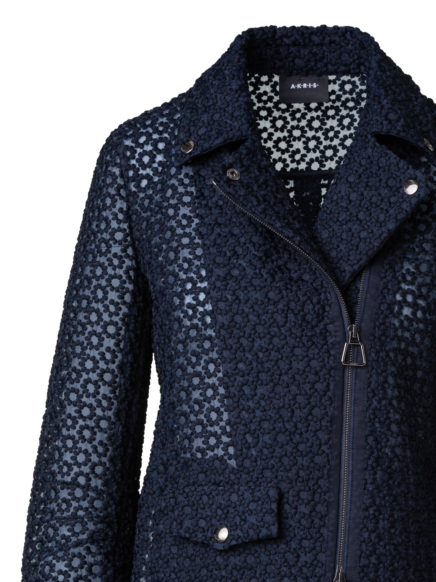 Biker Jacket with St. Gallen Flower Embroidery - Image 2