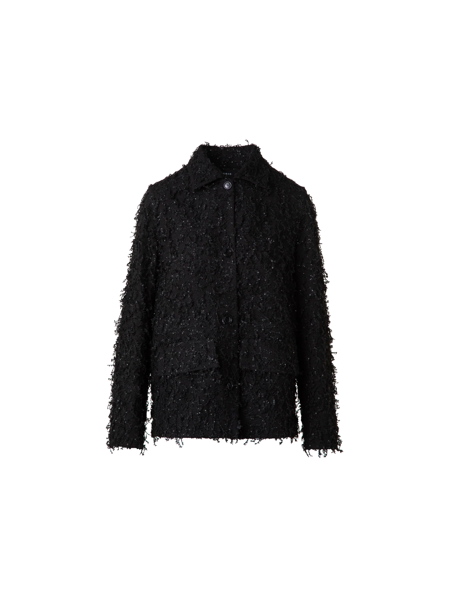 Oversized Shirt Jacket with Micro Sequin Fringe