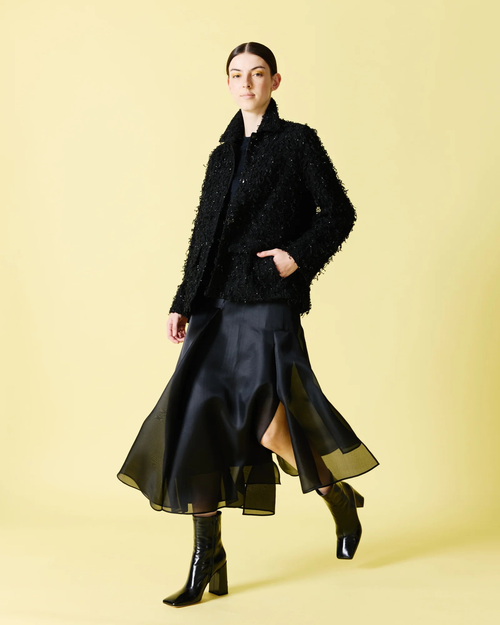 Oversized Shirt Jacket with Micro Sequin Fringe - Image 2