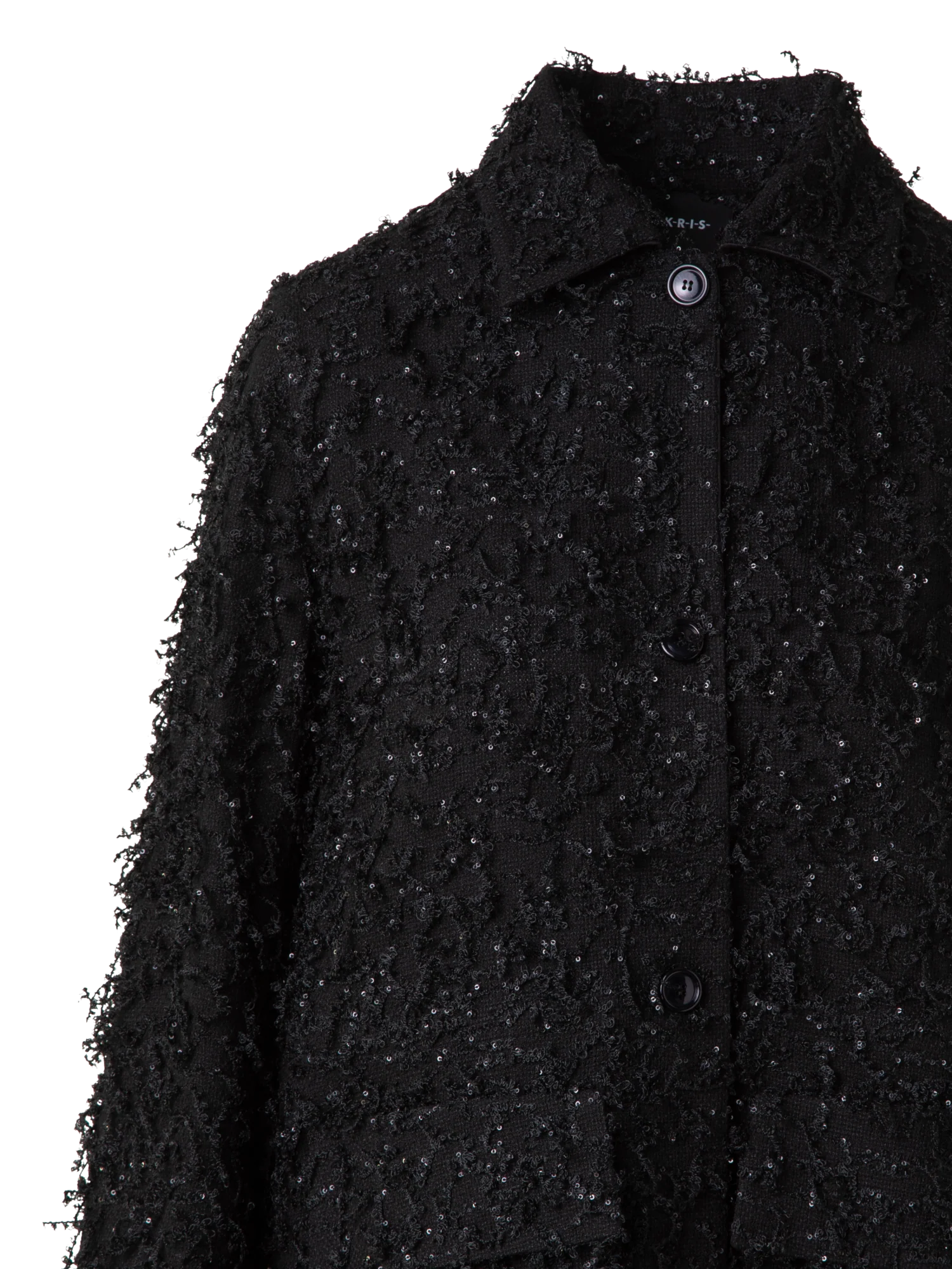 Oversized Shirt Jacket with Micro Sequin Fringe - Image 5