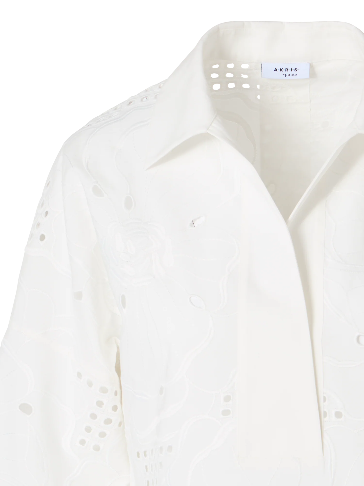3/4-Sleeve Flower Eyelet Blouse - Image 3