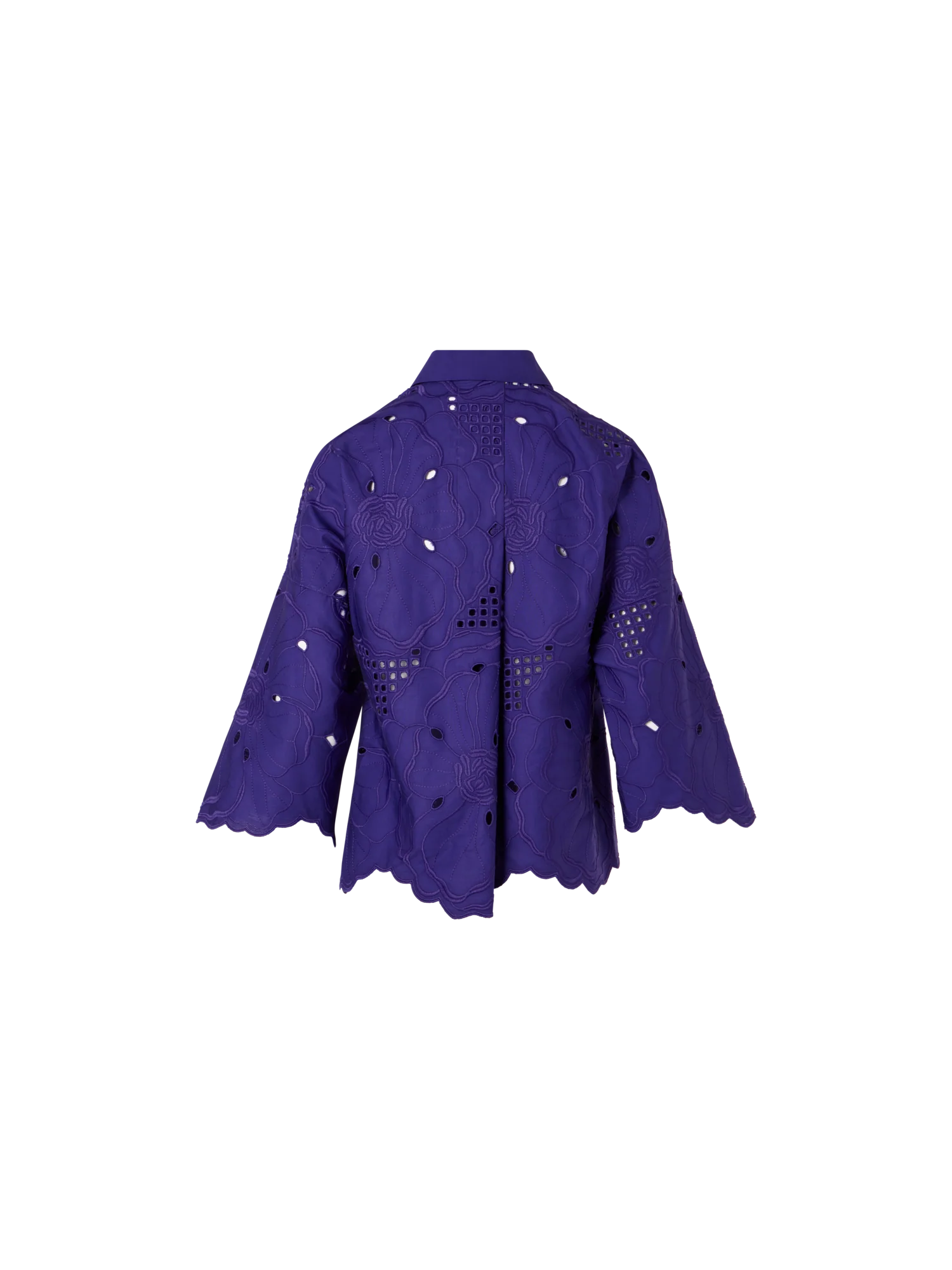 3/4-Sleeve Flower Eyelet Blouse - Image 4