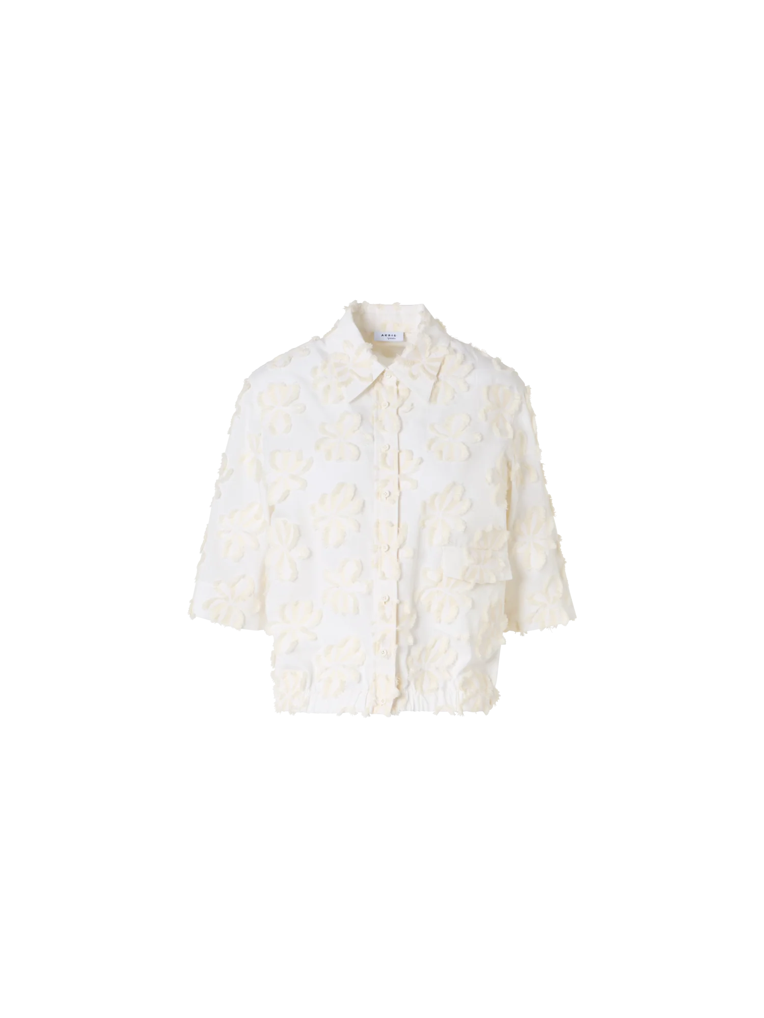 Boxy 3D-Flower Jacquard Shirt Blouse