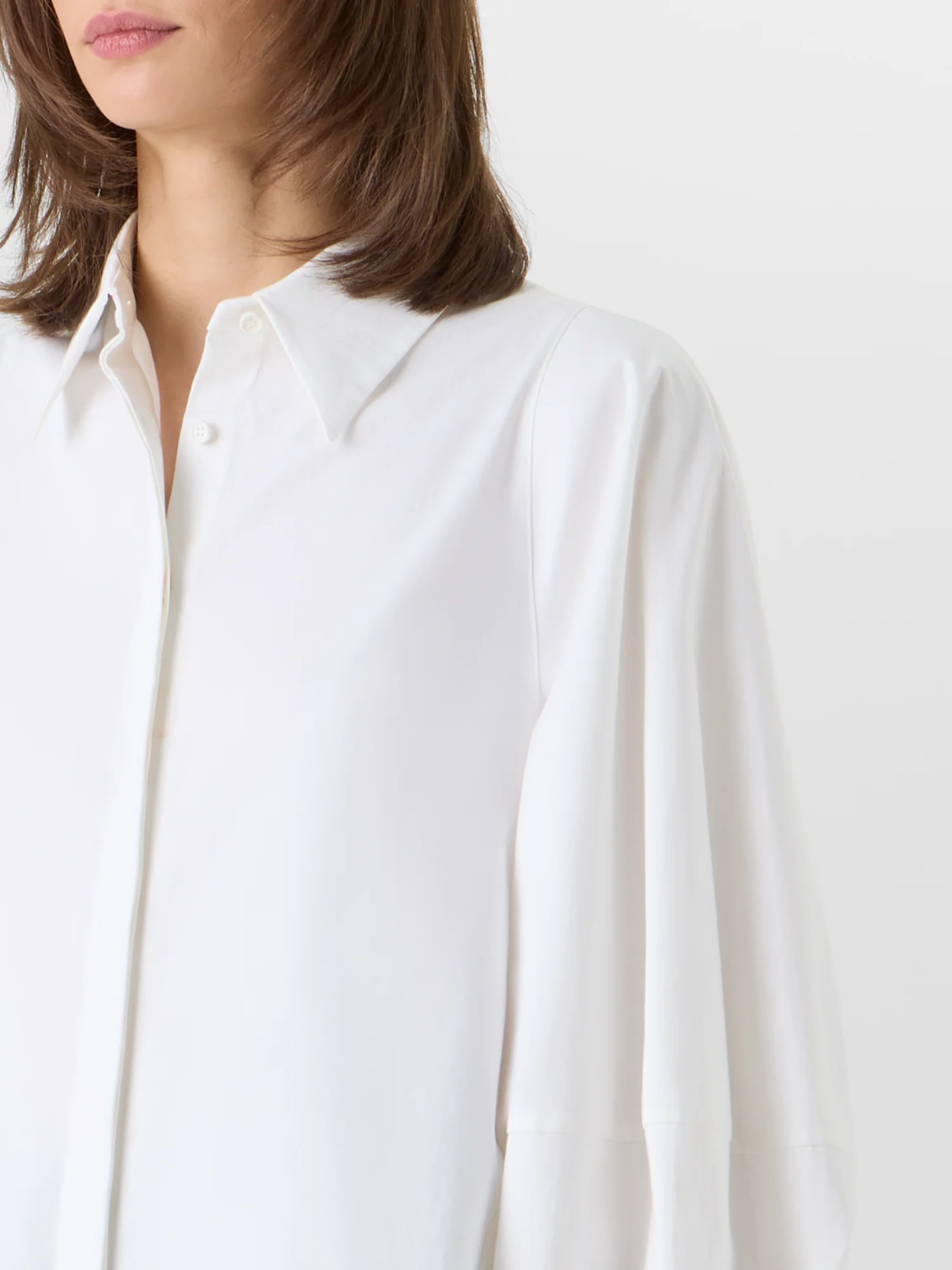 Boxy Washed Cotton Satin Shirt Blouse - Image 4