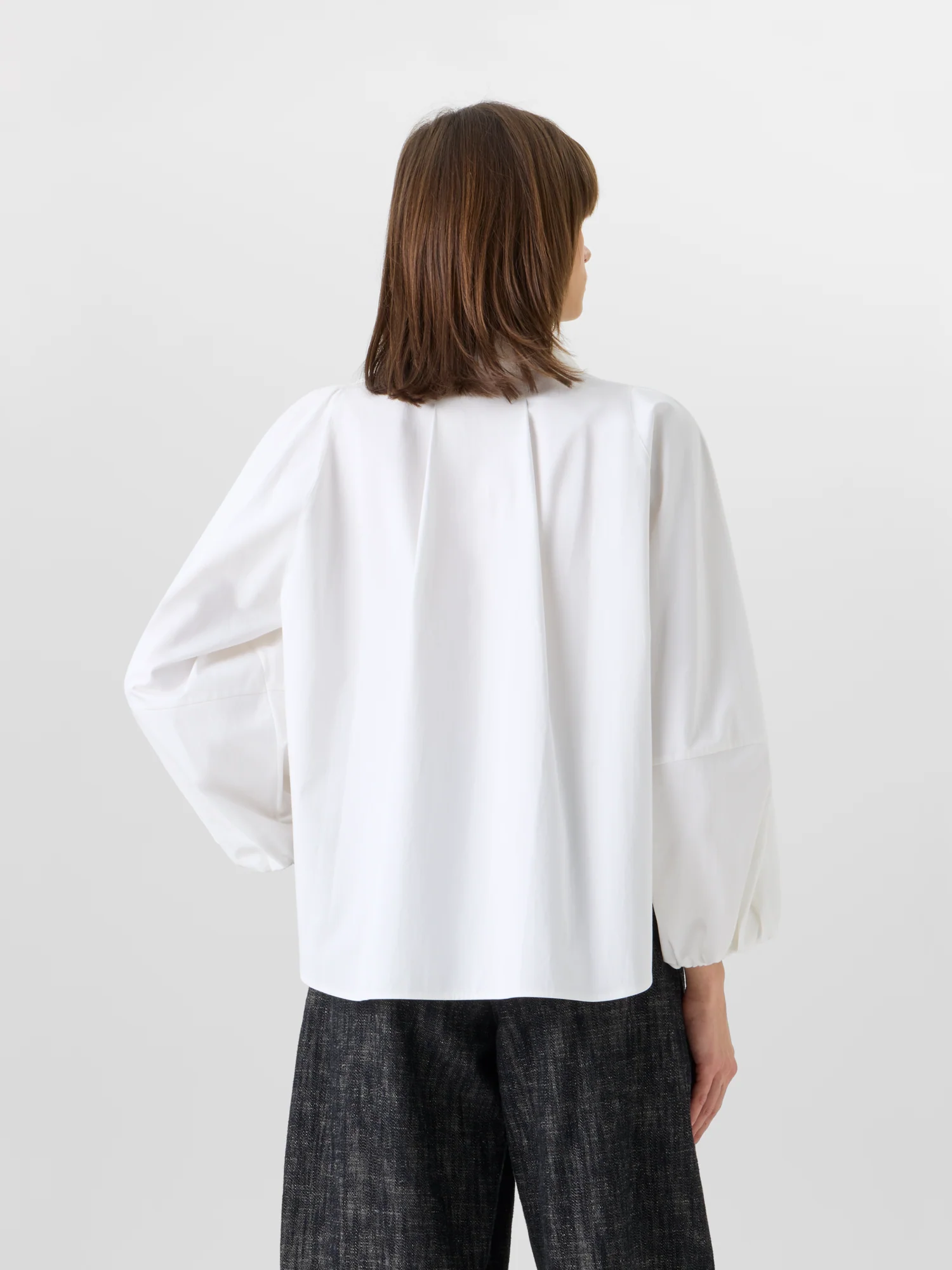 Boxy Washed Cotton Satin Shirt Blouse - Image 6