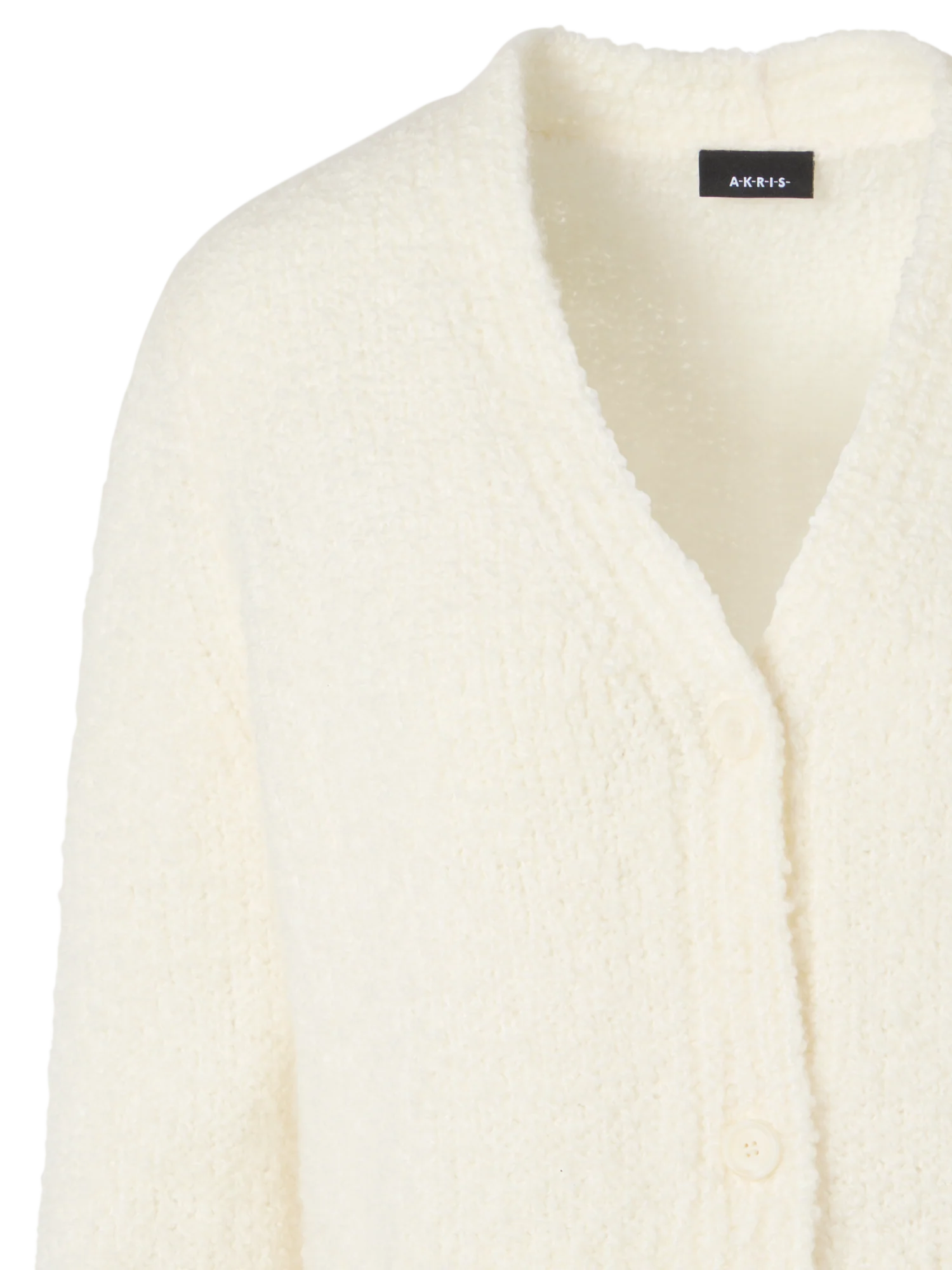 Bracelet-Sleeve Cashmere-Silk Bouclé Knit Short Cardigan - Image 3