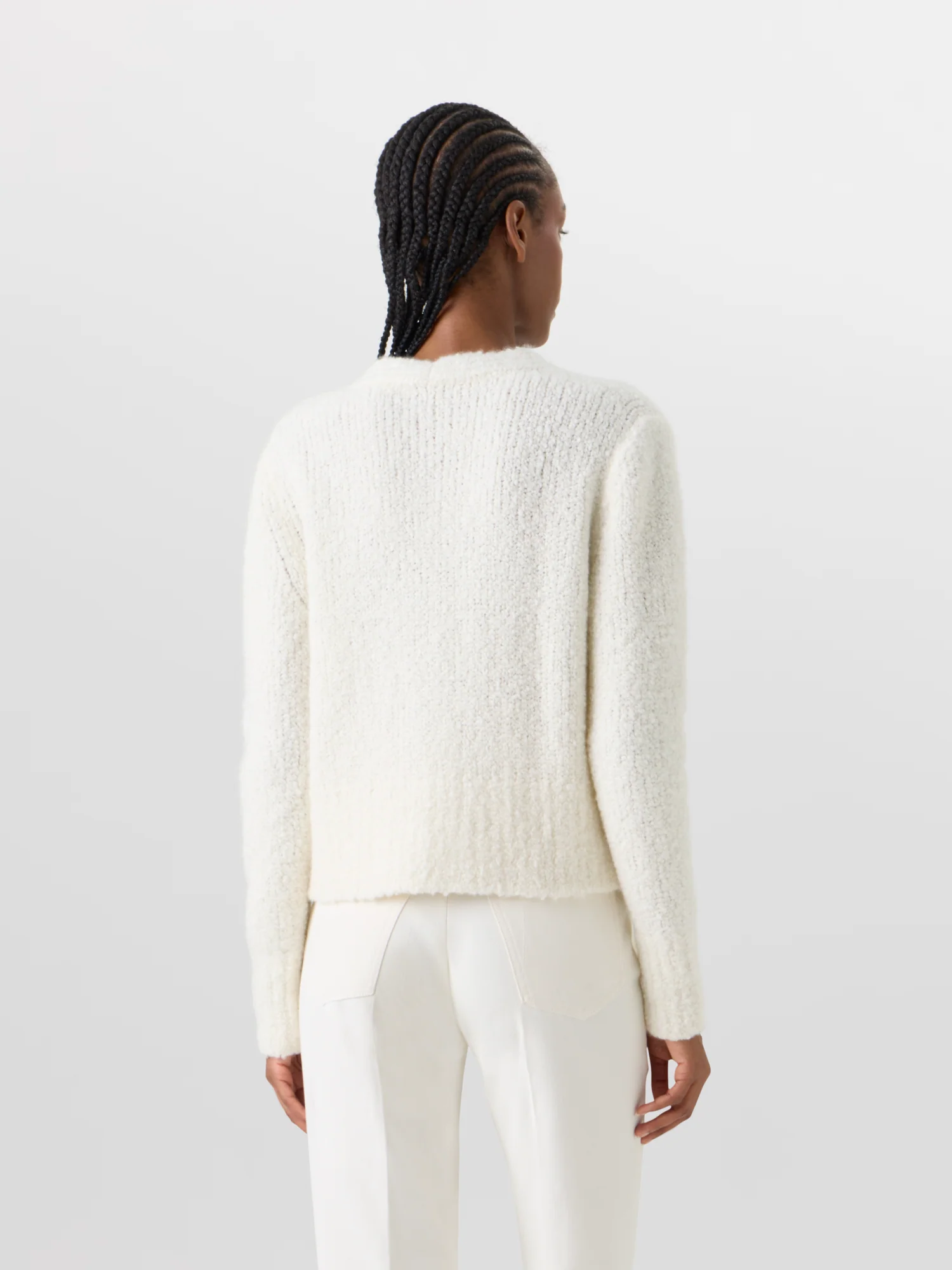 Bracelet-Sleeve Cashmere-Silk Bouclé Knit Short Cardigan - Image 7