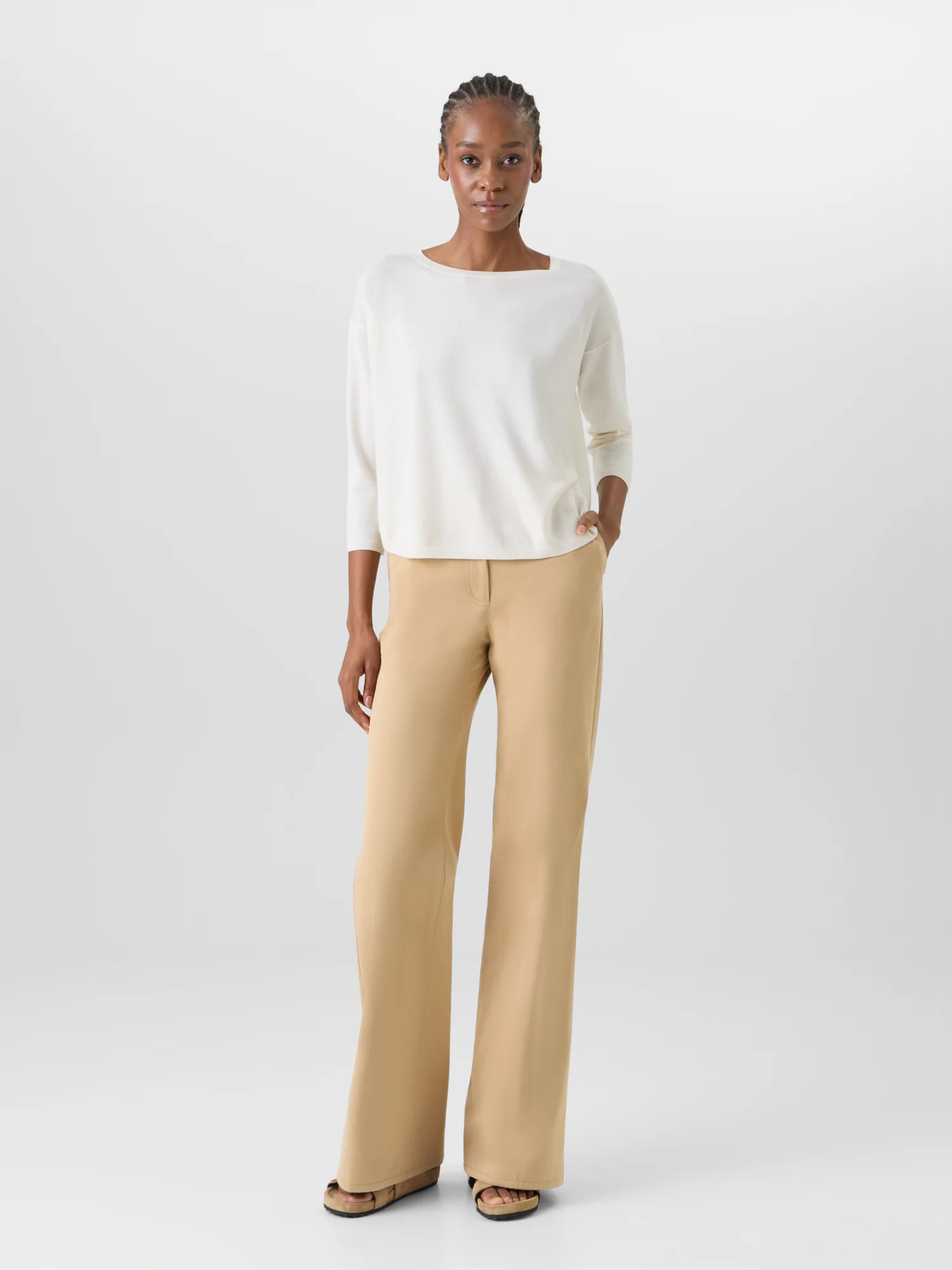 Bracelet-Sleeve Merino Wool Knit Pullover - Image 2