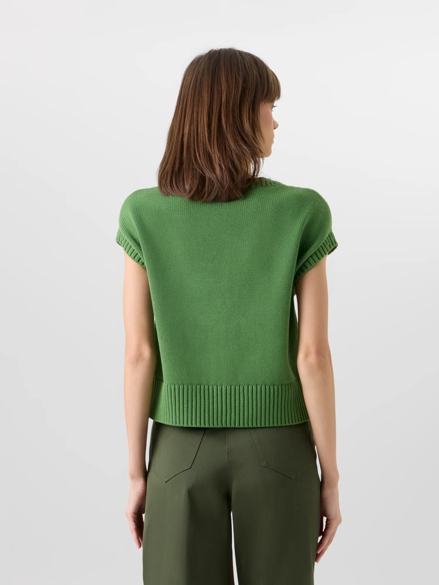 Cap-Sleeve Papercut Flower Knit Sweater - Image 6