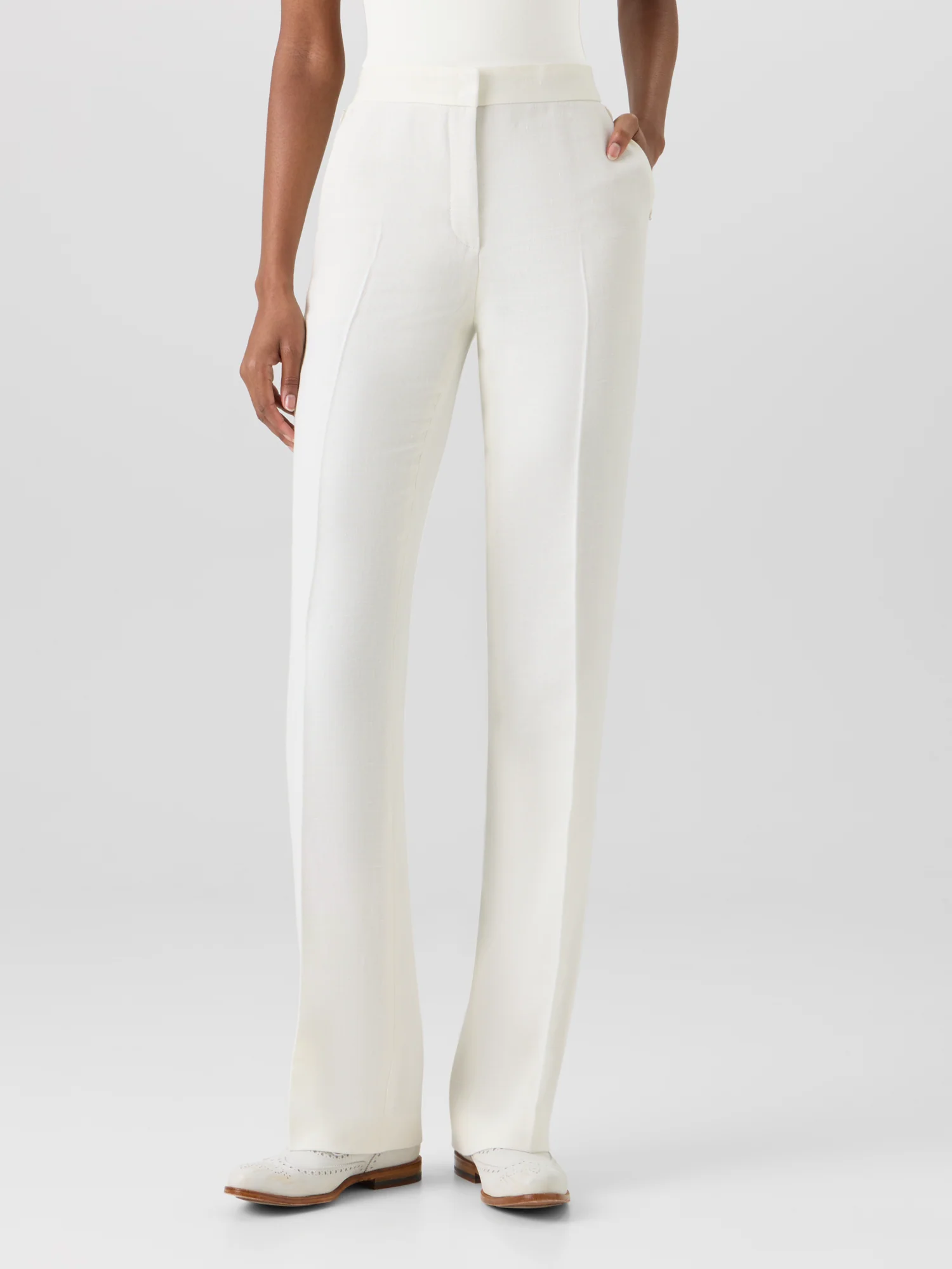 Carl Straight-Leg Pants in Linen-Wool Crêpe Double-Face - Image 4