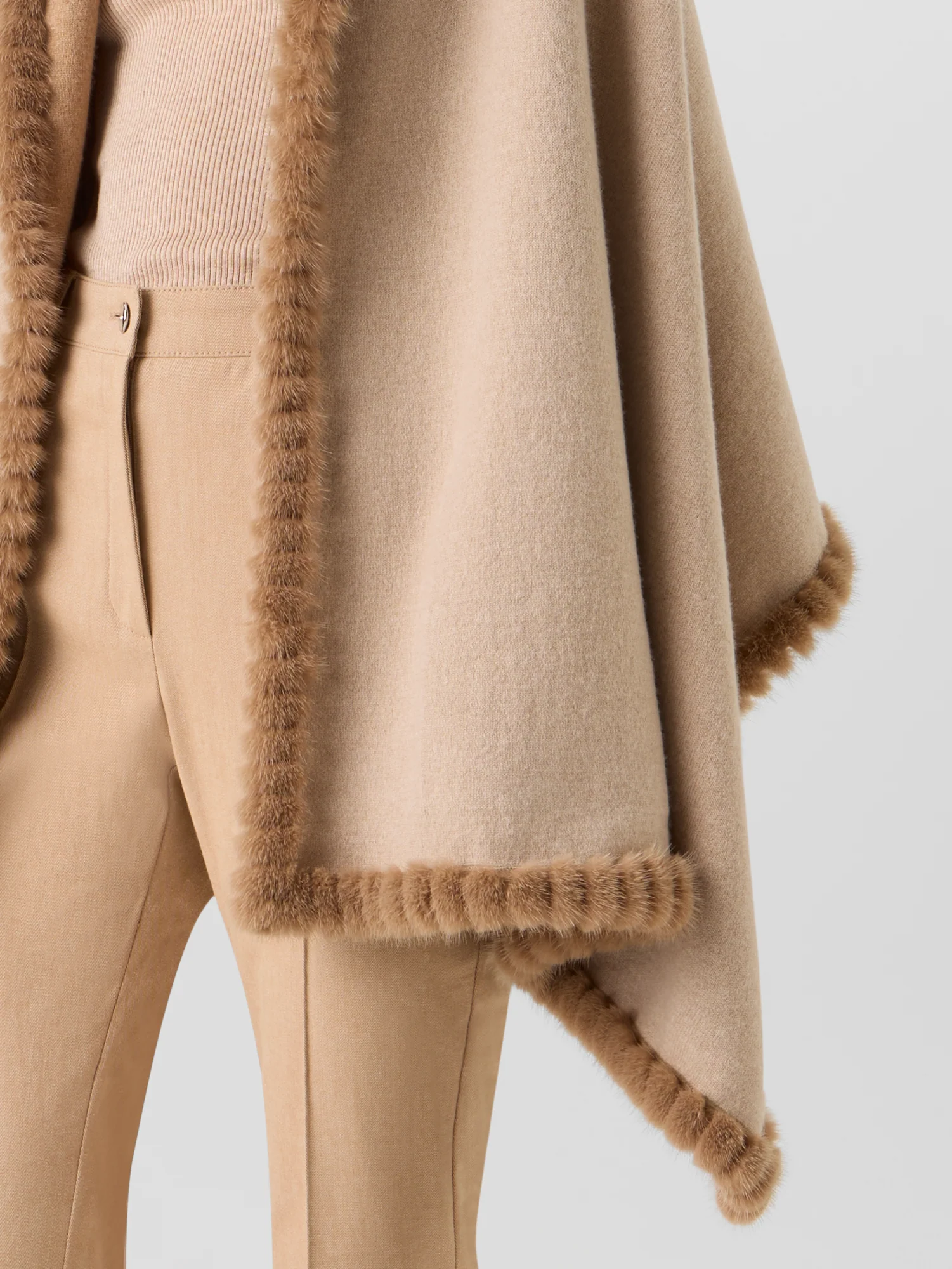 Cashmere Double-Face Knit Cardigan Cape - Image 4