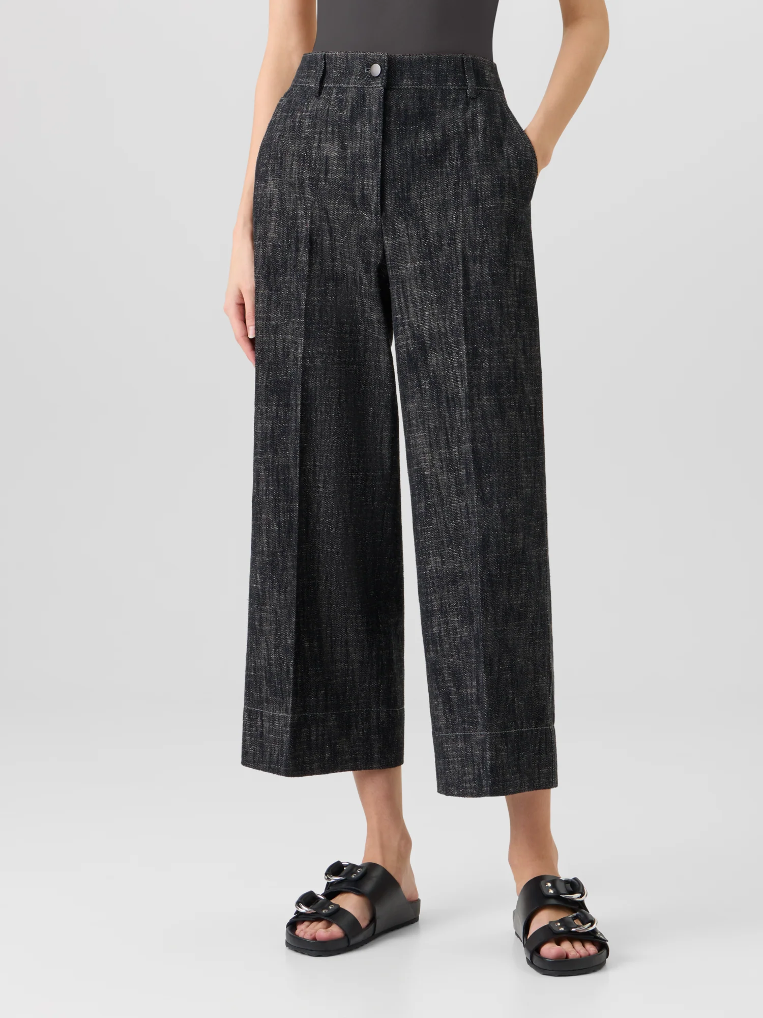 Chiara Wide-Leg Pants in Washed Heavyweight Cotton-Denim - Image 4