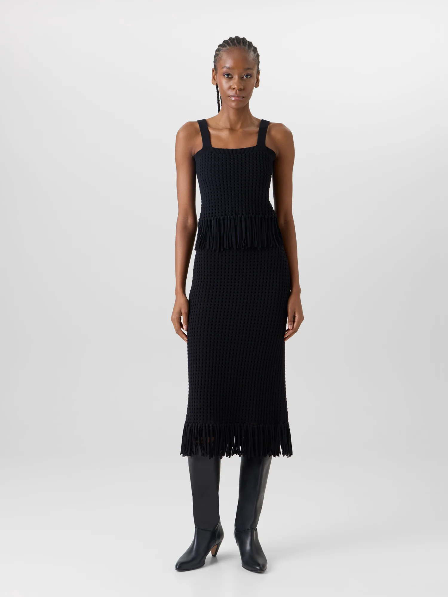 Chunky Cotton Mesh Knit Tube Skirt - Image 2