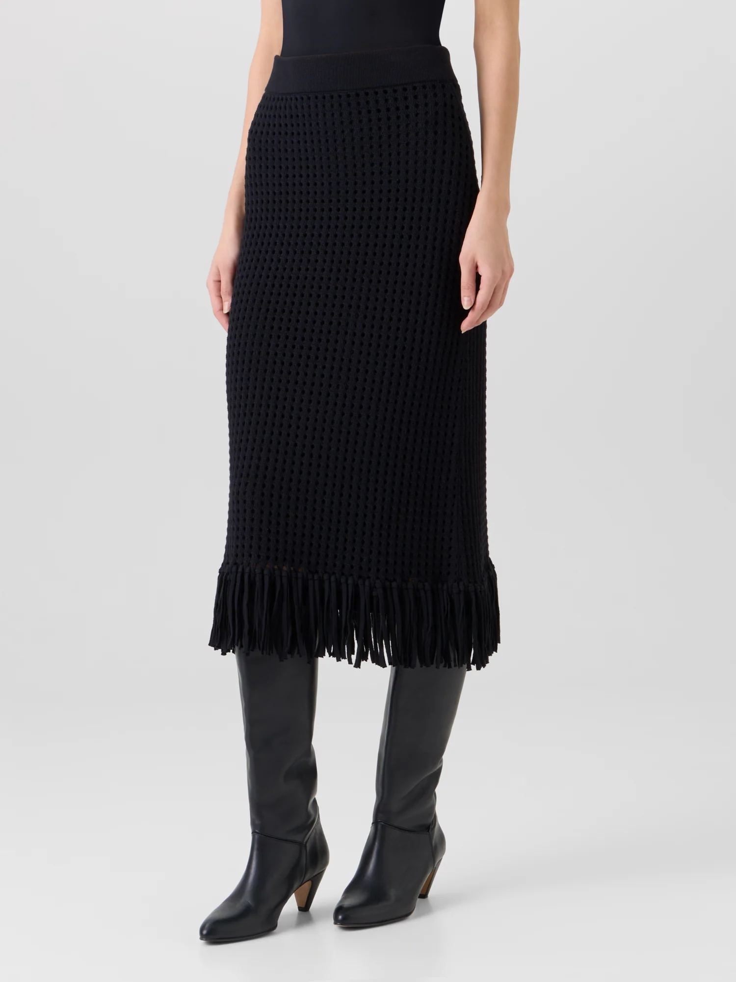 Chunky Cotton Mesh Knit Tube Skirt - Image 4