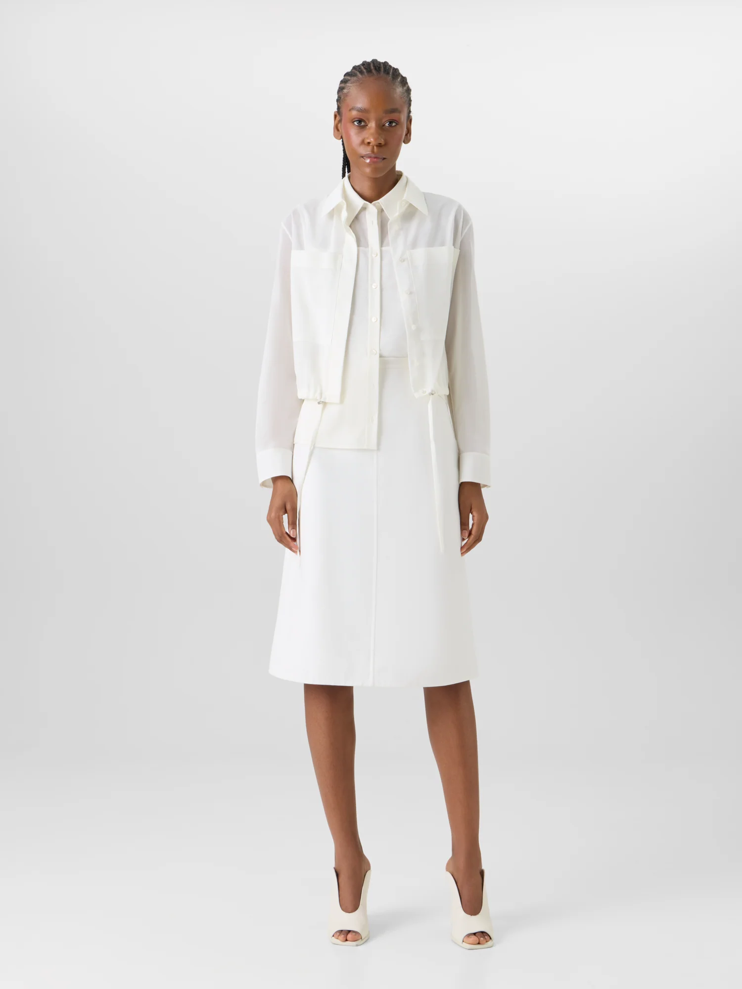 Long-Sleeve Cotton Voile Blouson Shirt - Image 2