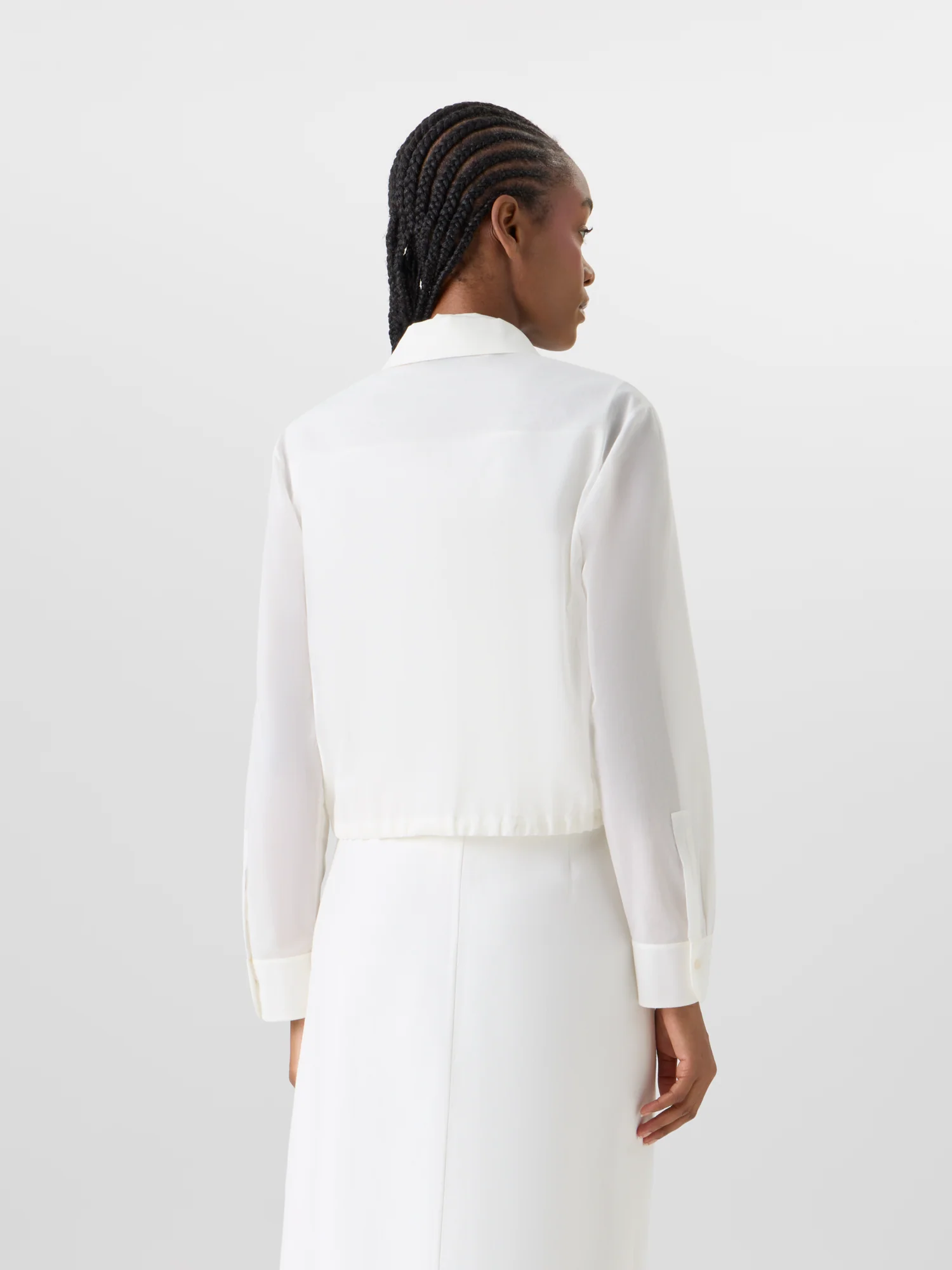 Long-Sleeve Cotton Voile Blouson Shirt - Image 5