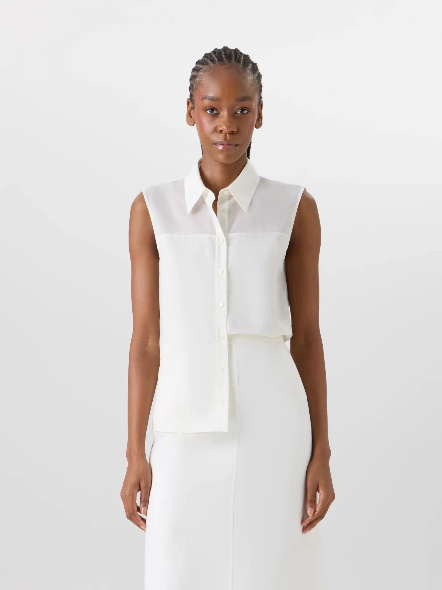 Sleeveless Cotton Voile Blouse - Image 2