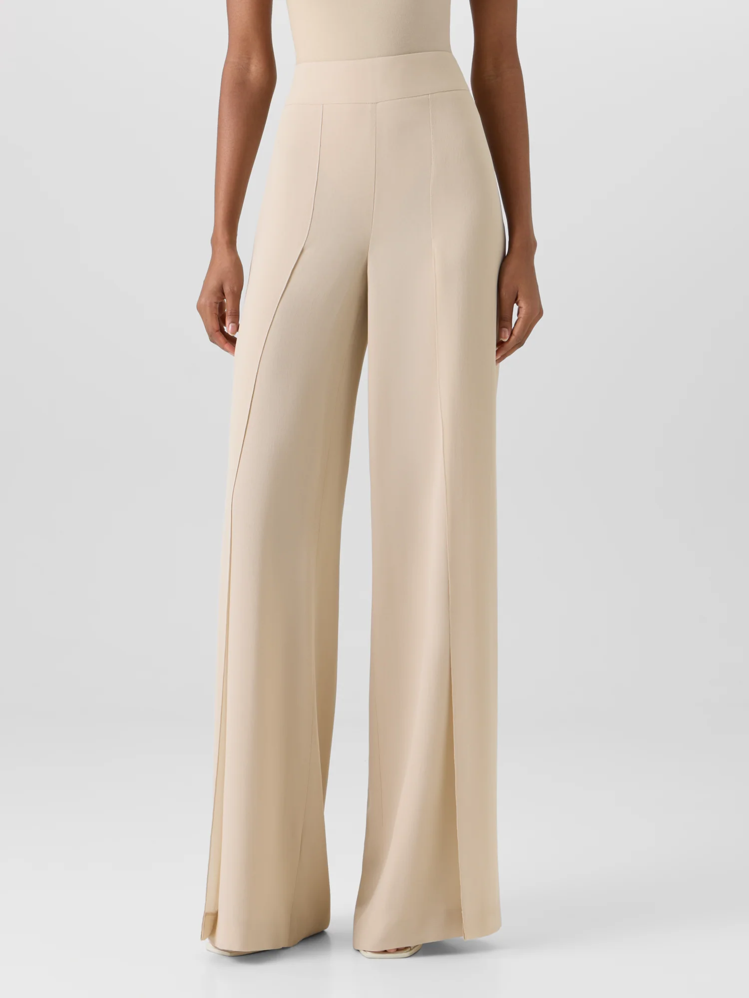 Fellia Wide-Flared-Leg Pants in Silk Georgette - Image 4