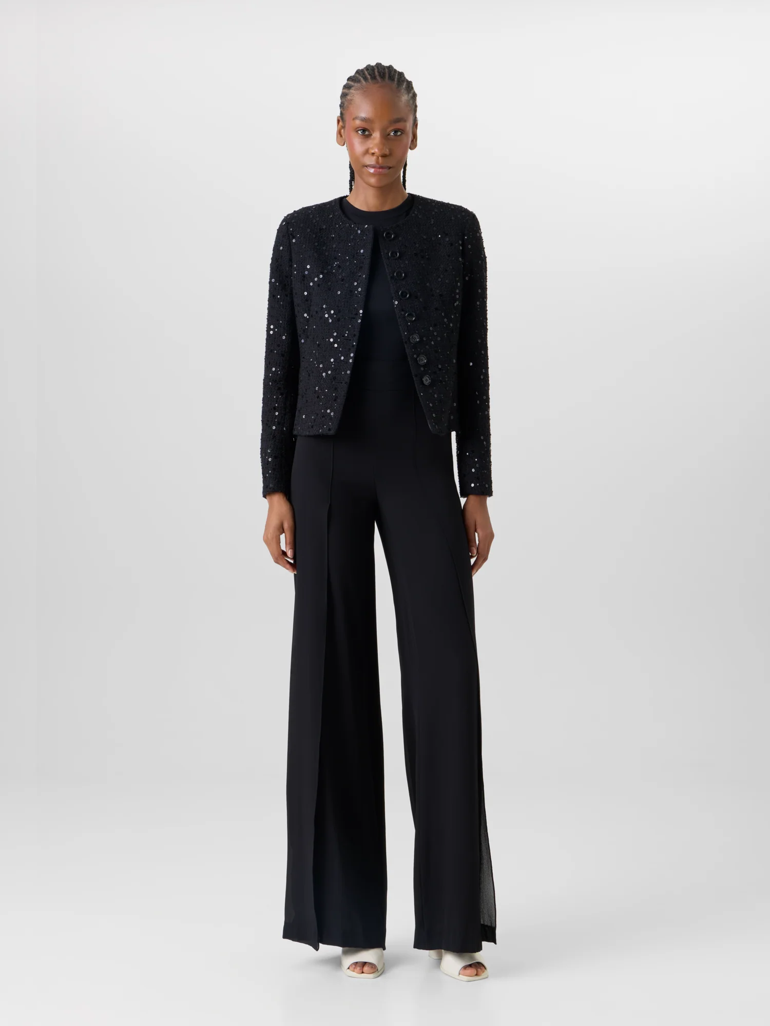 Fellia Wide-Flared-Leg Pants in Silk Georgette - Image 2