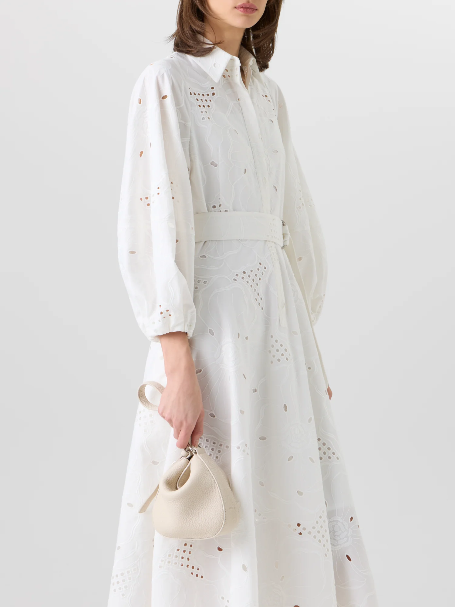 Fit-and-Flare Flower Eyelet Midi Dress - Image 5