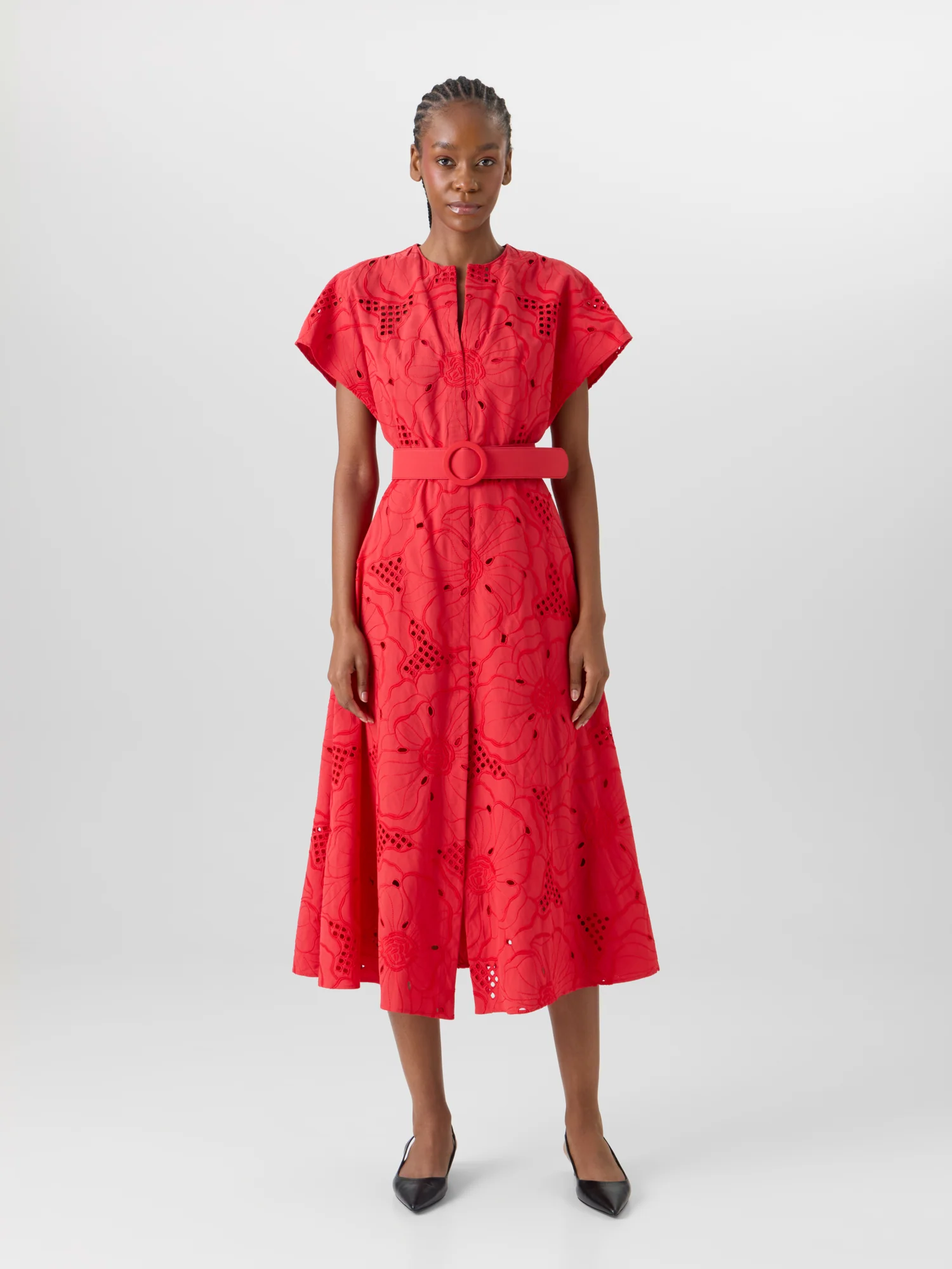 Flower Eyelet Midi Dress - Image 2