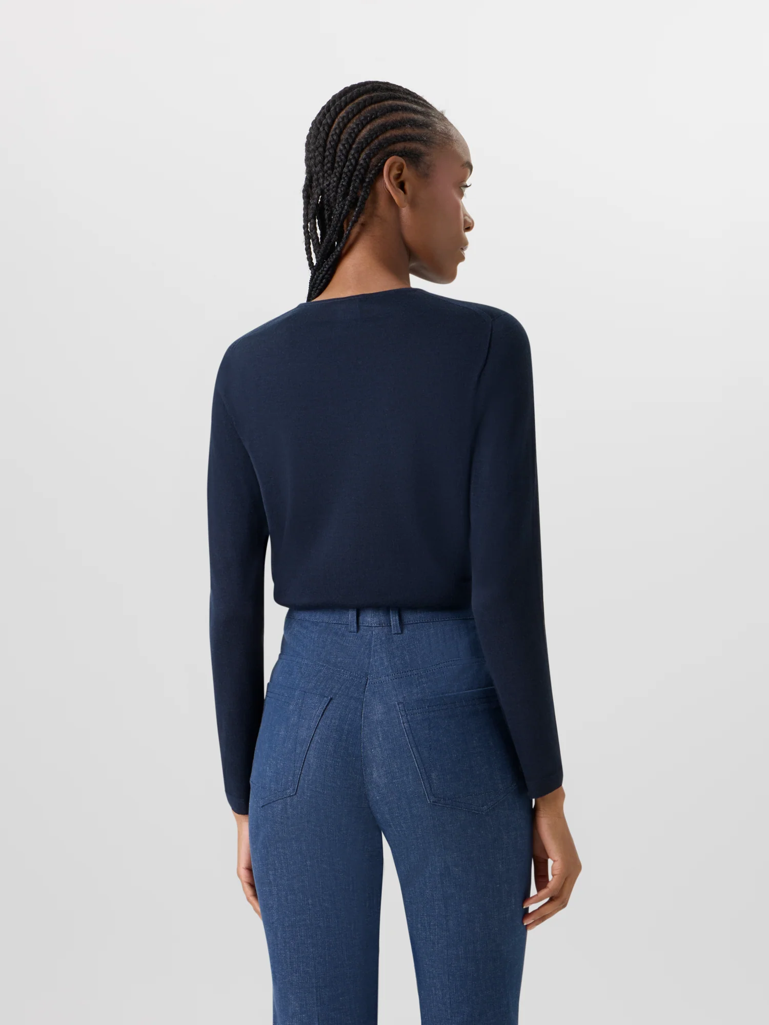 Long-Sleeve Cashmere-Silk Knit Sweater - Image 6