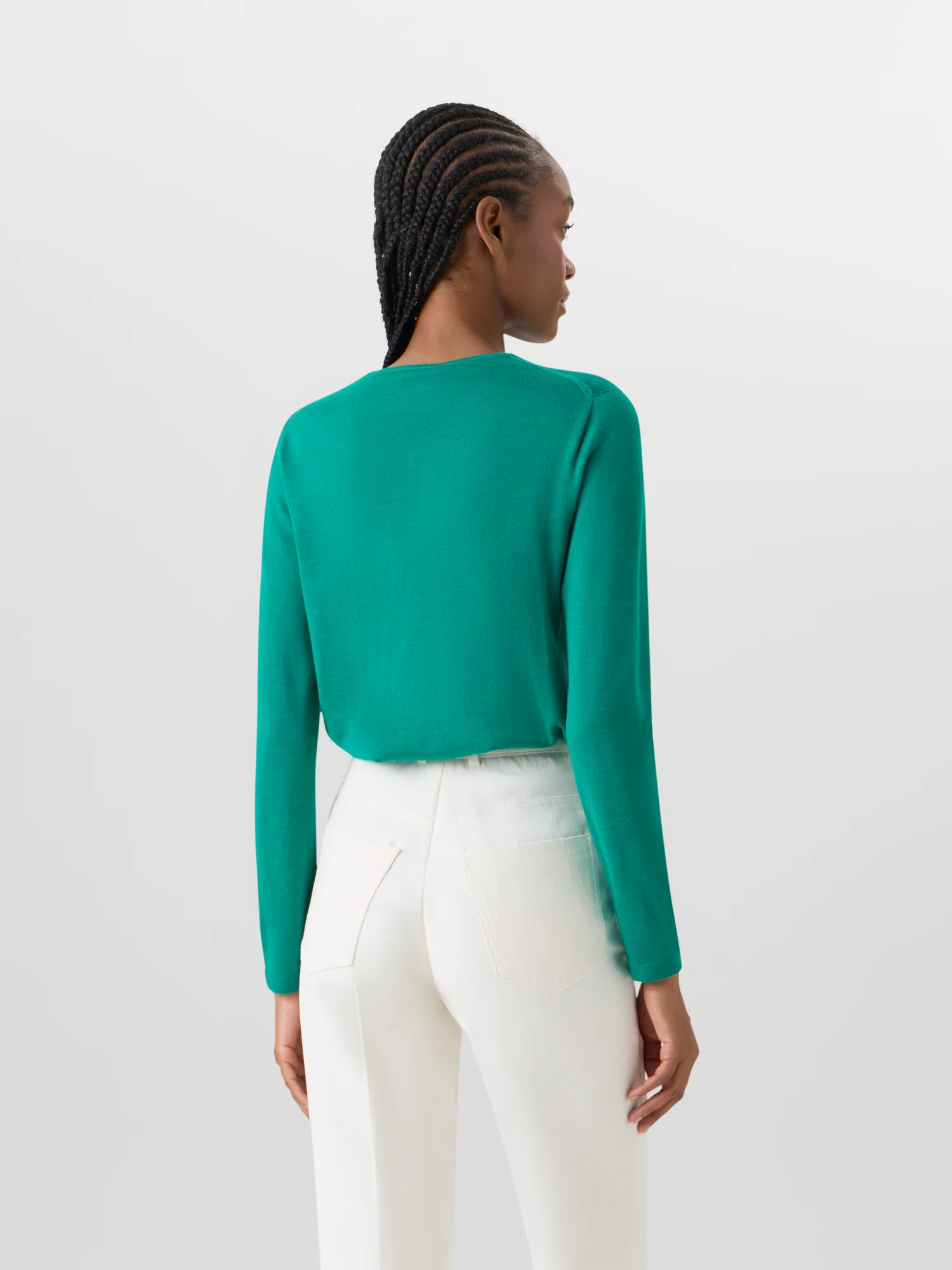 Long-Sleeve Cashmere-Silk Knit Sweater - Image 6