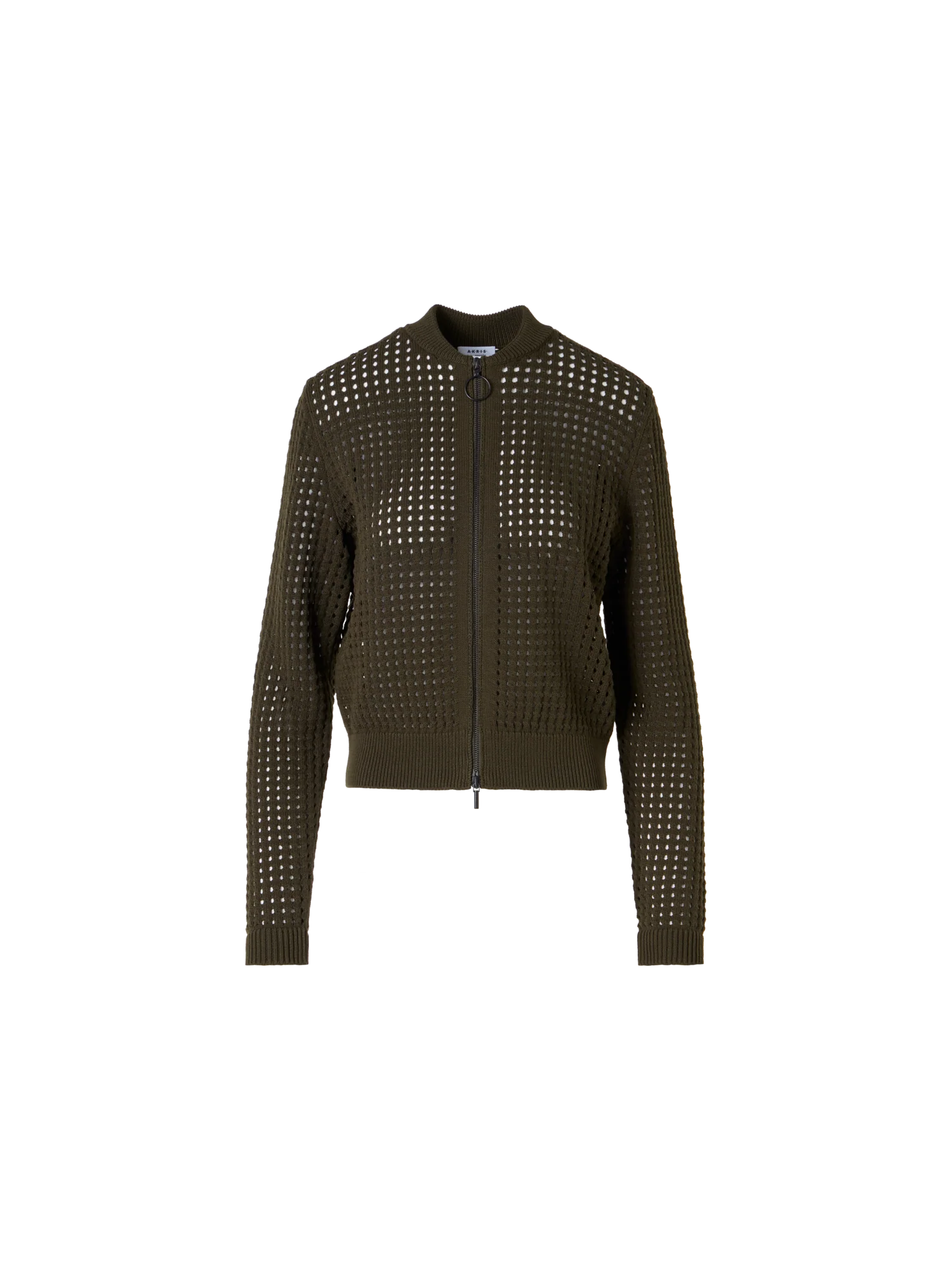 Long-Sleeve Chunky Cotton Mesh Knit Cardigan