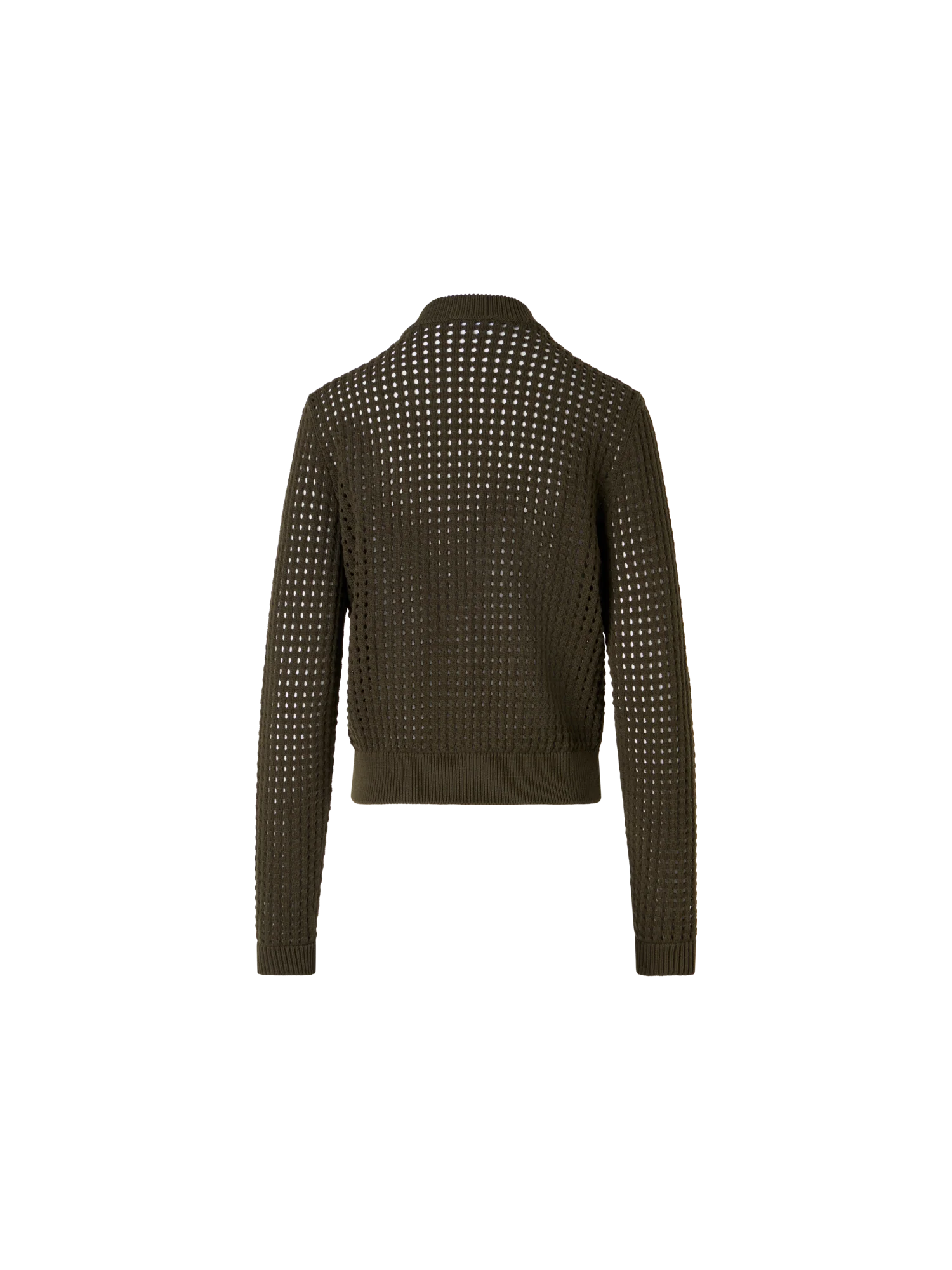 Long-Sleeve Chunky Cotton Mesh Knit Cardigan - Image 4
