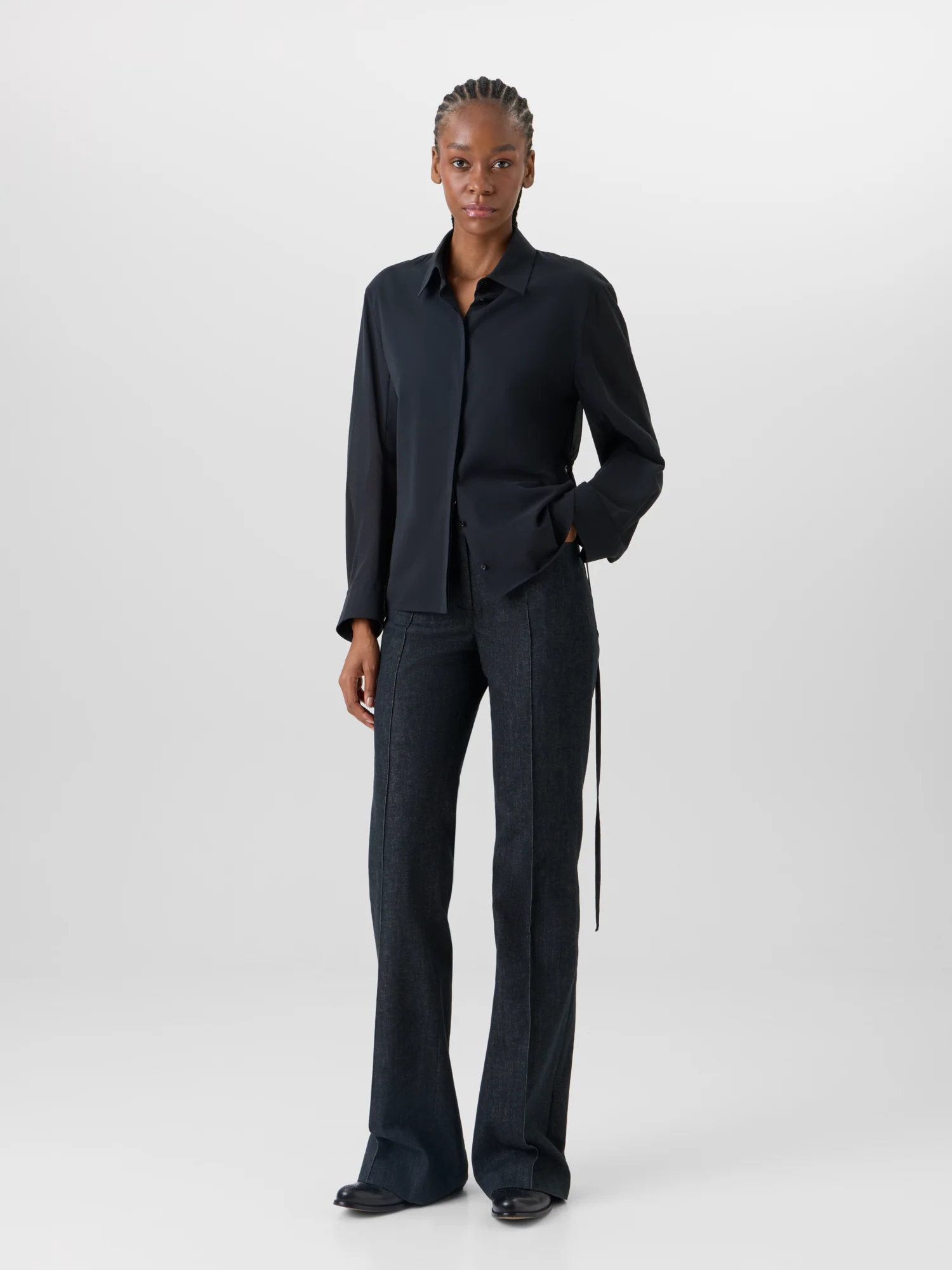 Long-Sleeve Cotton Voile Blouse - Image 2