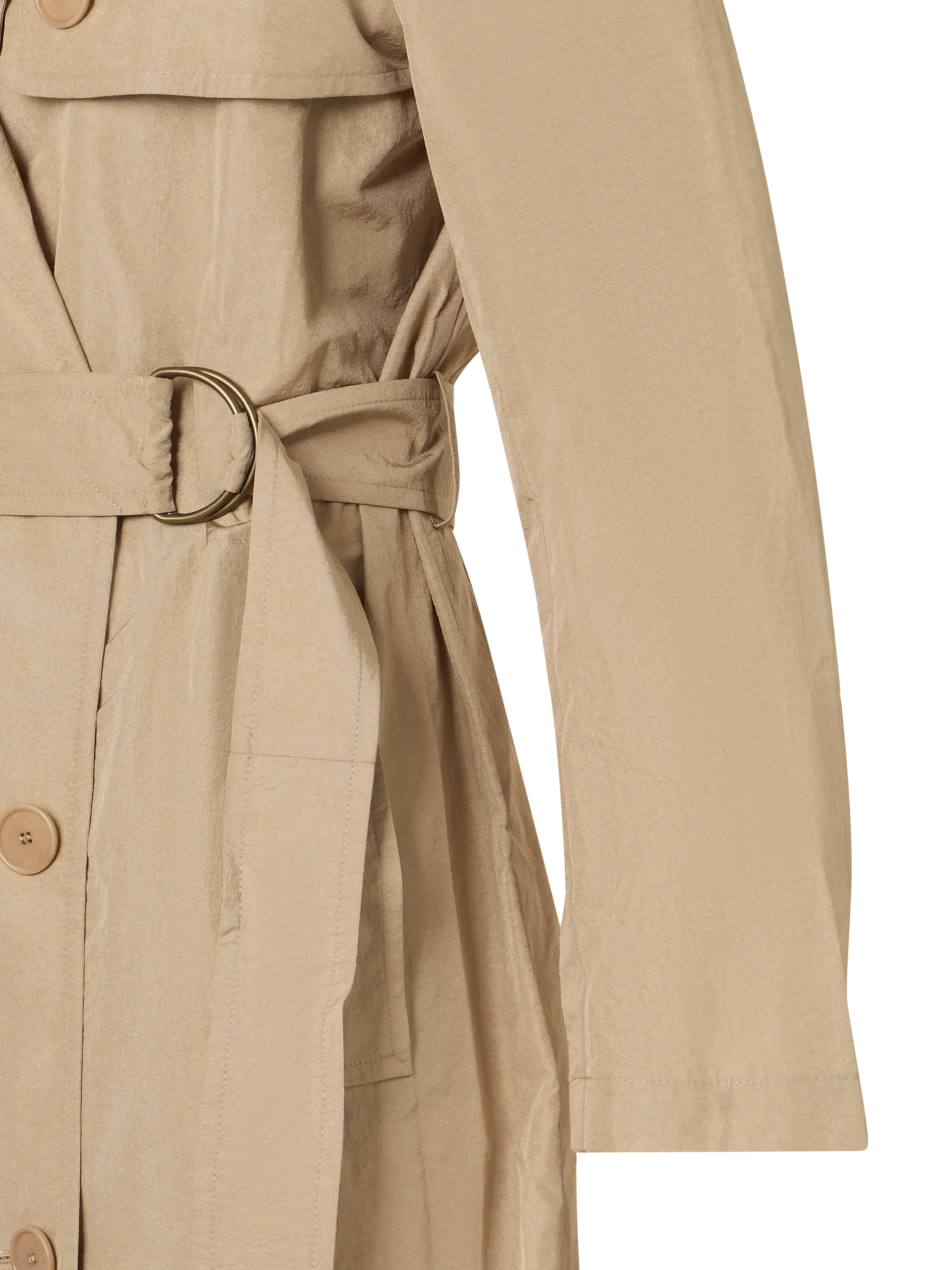Long-Sleeve Crinkled Parachute-Taffeta Long Trench Coat - Image 3
